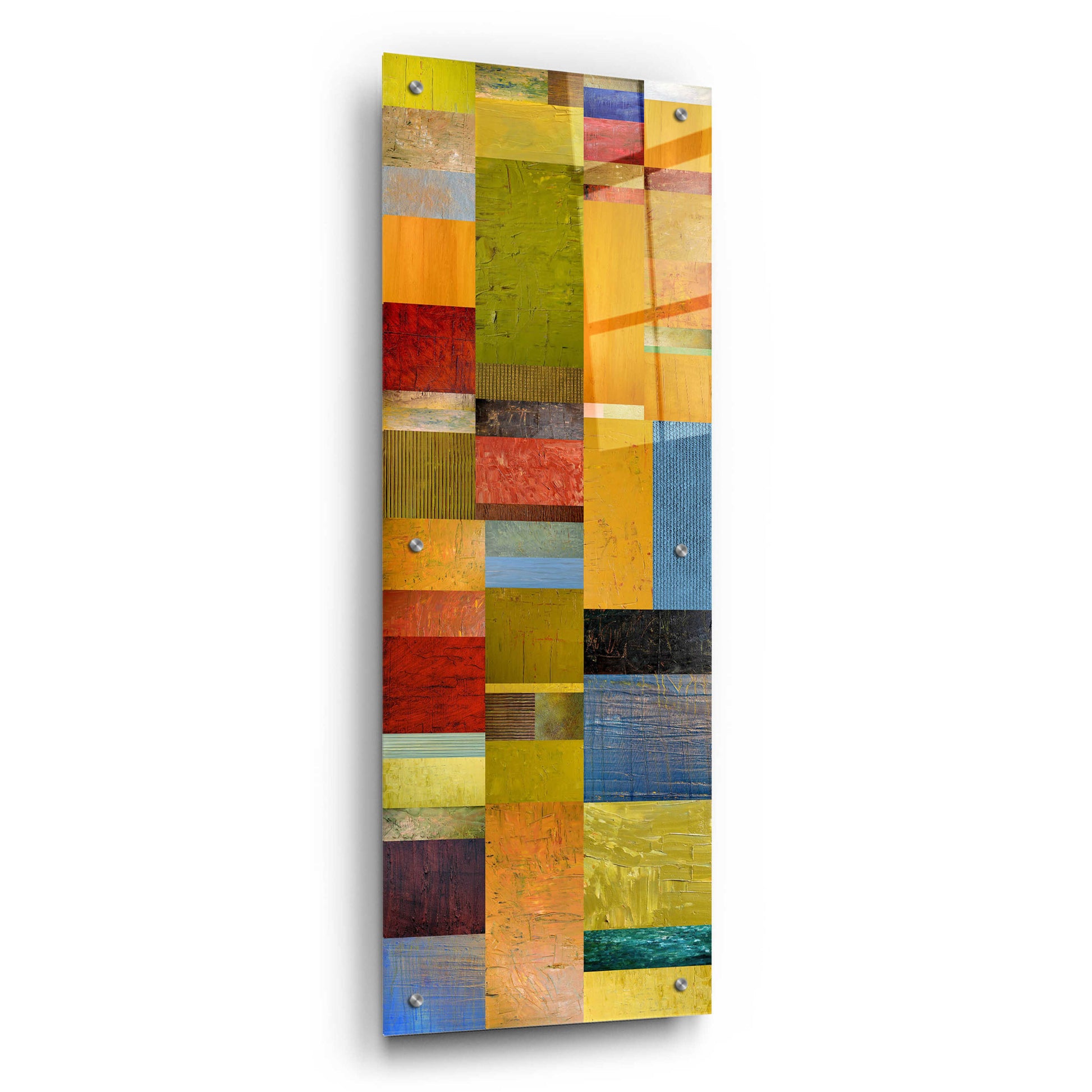 Epic Art 'Color Panels with Green Grass' by Michelle Calkins, Acrylic Glass Wall Art,12x36