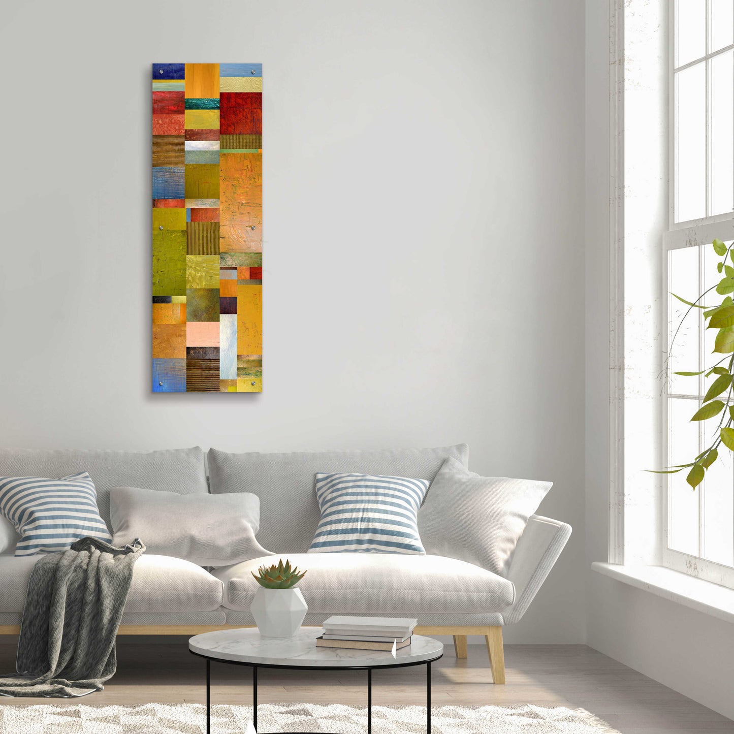 Epic Art 'Color Panels with Blue Sky' by Michelle Calkins, Acrylic Glass Wall Art,16x48