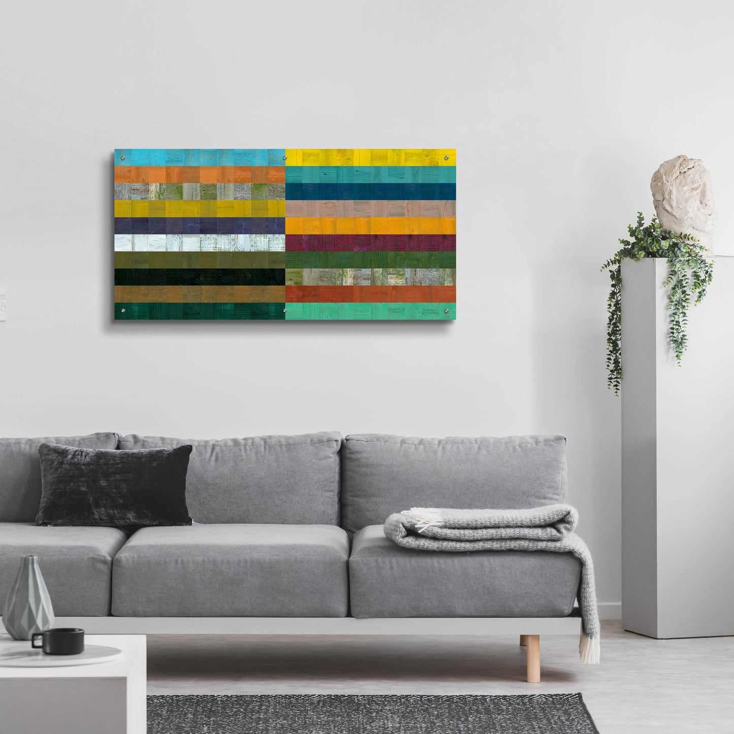 Epic Art 'Wooden Abstract VIII' by Michelle Calkins, Acrylic Glass Wall Art,48x24