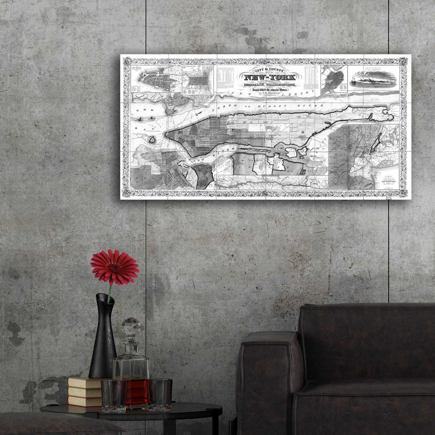 Epic Art 'Map of Brooklyn, NY 1918' by  Portfolio, Acrylic Glass Wall Art,48x24