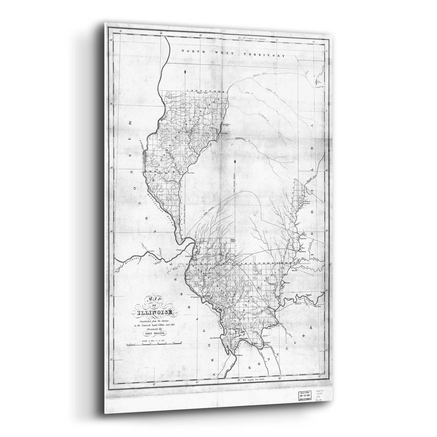 Epic Art 'Map of Illinois 1818' by  Portfolio, Acrylic Glass Wall Art,12x16