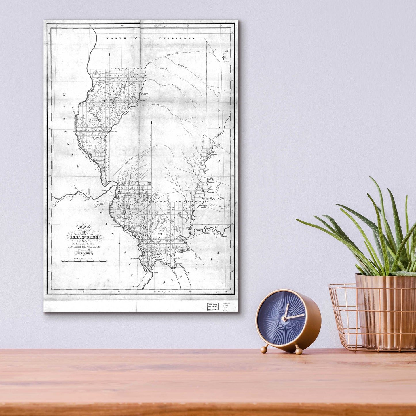 Epic Art 'Map of Illinois 1818' by  Portfolio, Acrylic Glass Wall Art,12x16