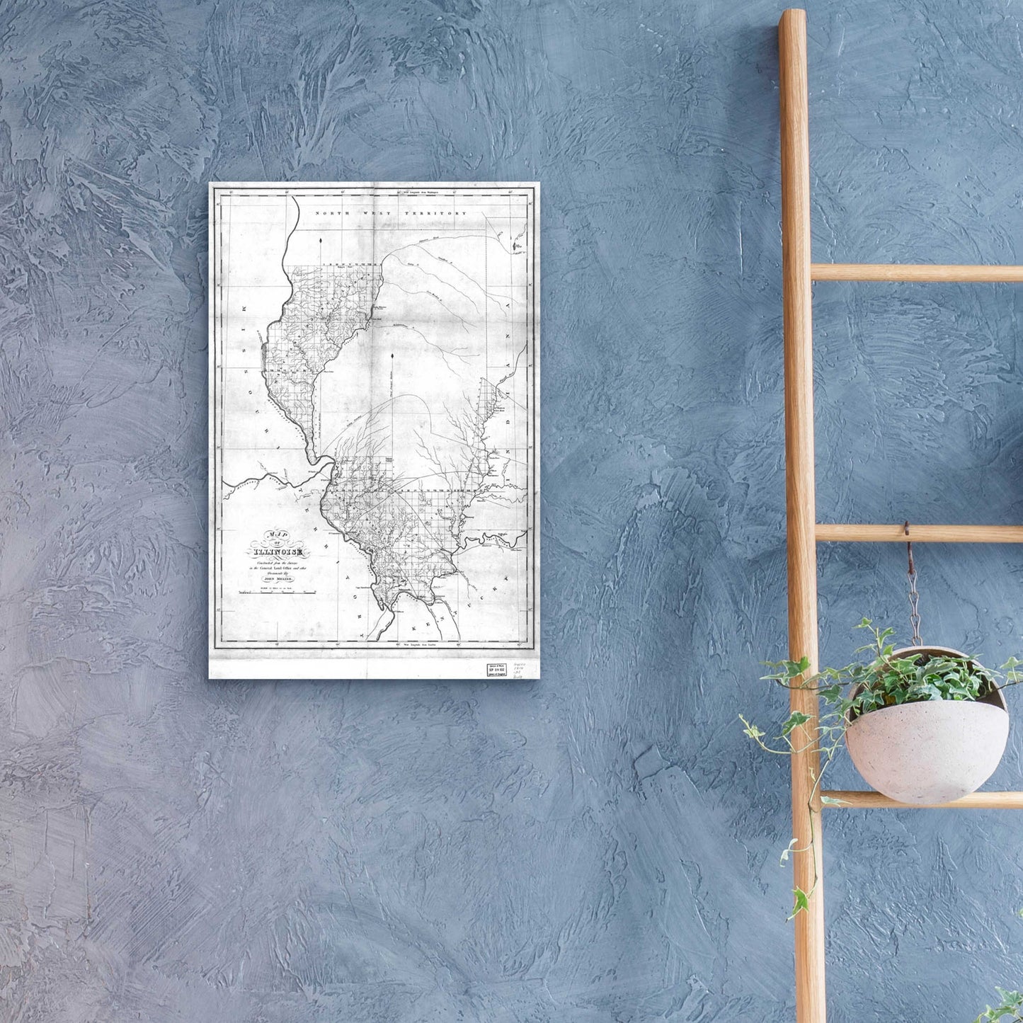 Epic Art 'Map of Illinois 1818' by  Portfolio, Acrylic Glass Wall Art,16x24