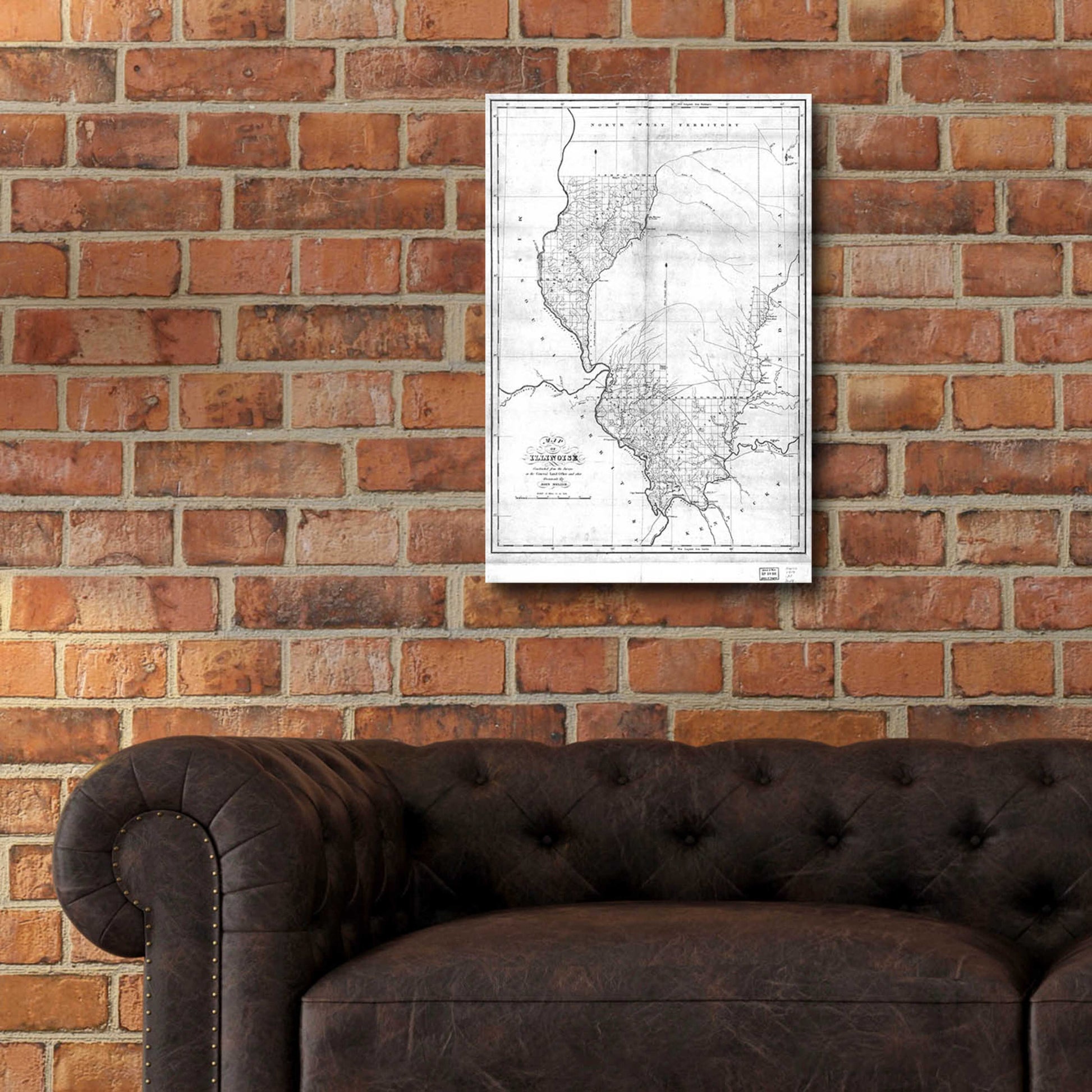 Epic Art 'Map of Illinois 1818' by  Portfolio, Acrylic Glass Wall Art,16x24