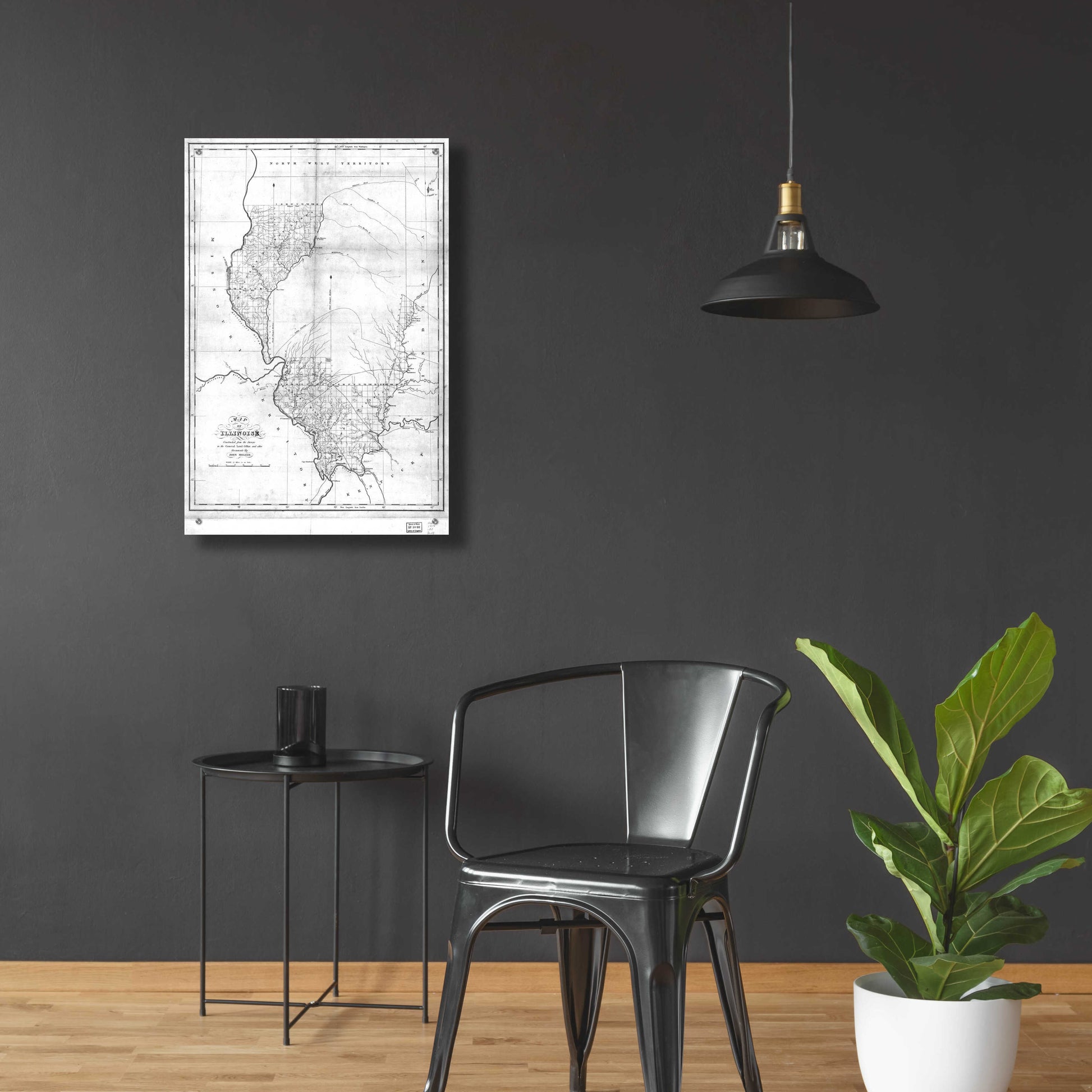 Epic Art 'Map of Illinois 1818' by  Portfolio, Acrylic Glass Wall Art,24x36