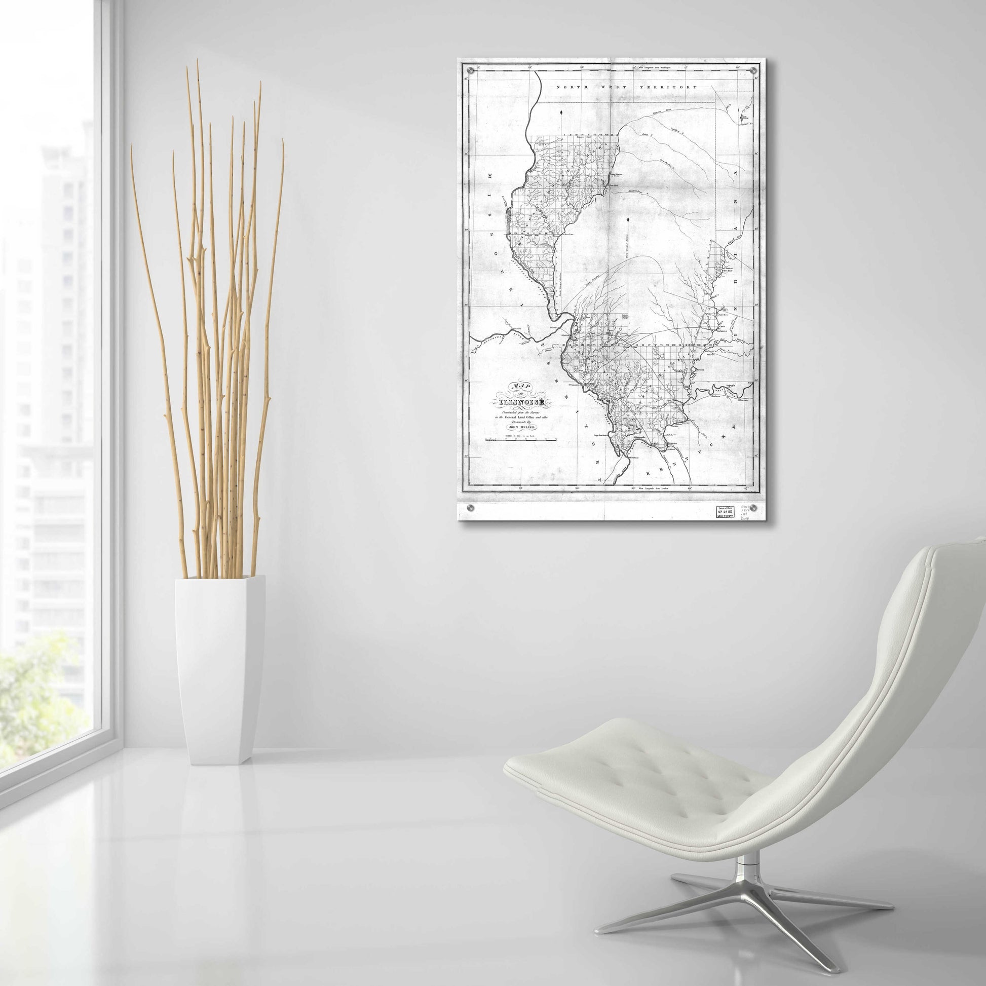 Epic Art 'Map of Illinois 1818' by  Portfolio, Acrylic Glass Wall Art,24x36