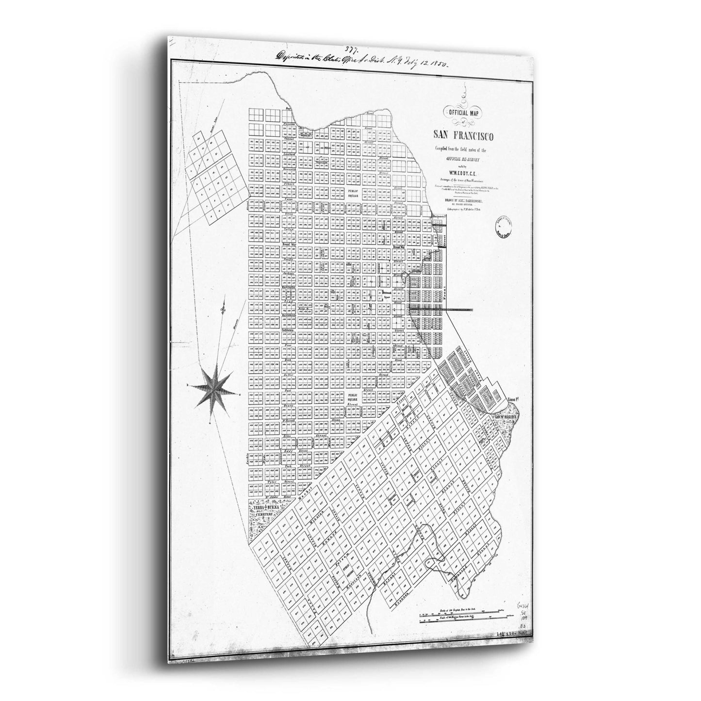 Epic Art 'Map of San Francisco 1849' by  Portfolio, Acrylic Glass Wall Art,12x16