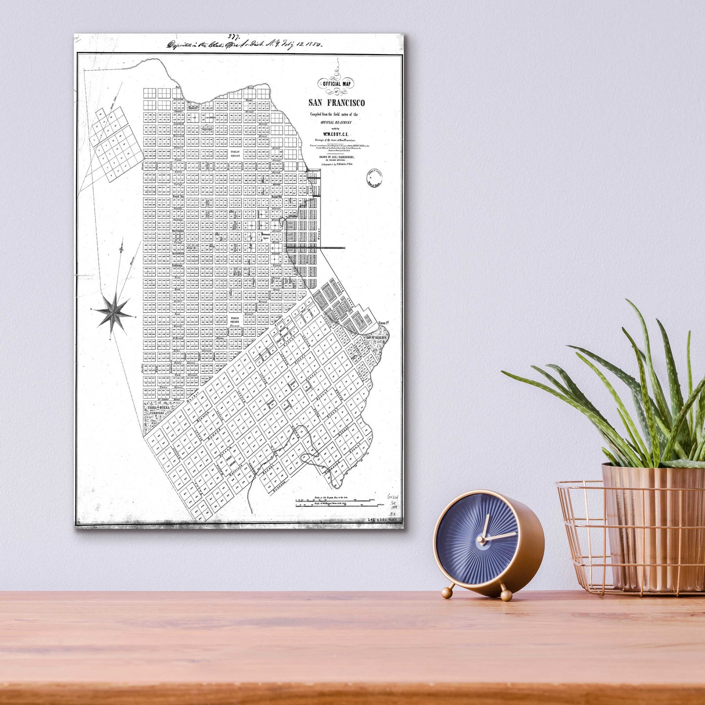 Epic Art 'Map of San Francisco 1849' by  Portfolio, Acrylic Glass Wall Art,12x16