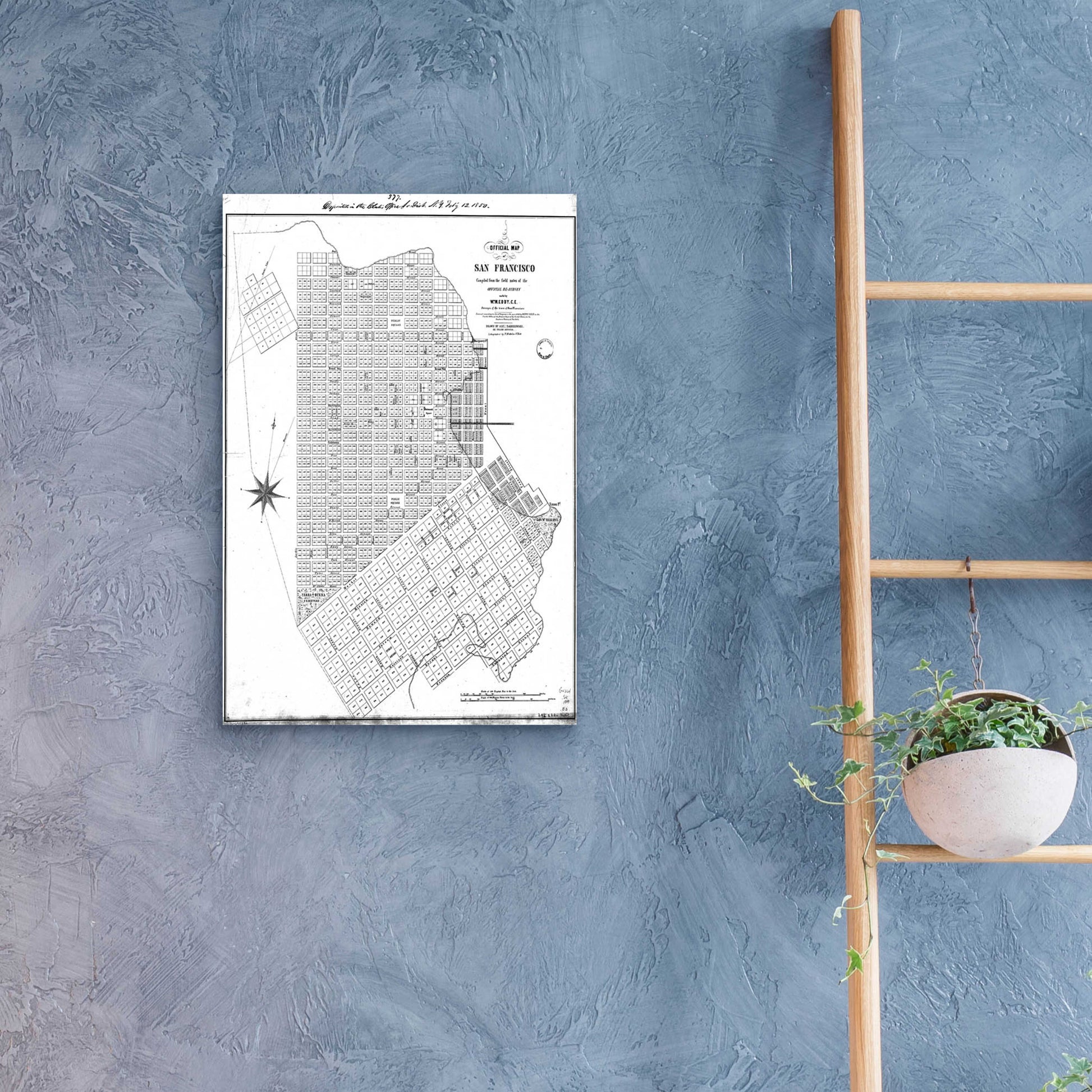 Epic Art 'Map of San Francisco 1849' by  Portfolio, Acrylic Glass Wall Art,16x24