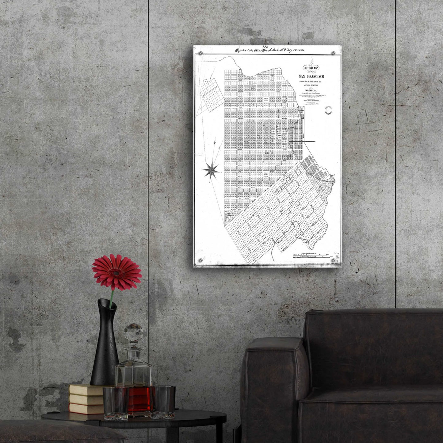 Epic Art 'Map of San Francisco 1849' by  Portfolio, Acrylic Glass Wall Art,24x36