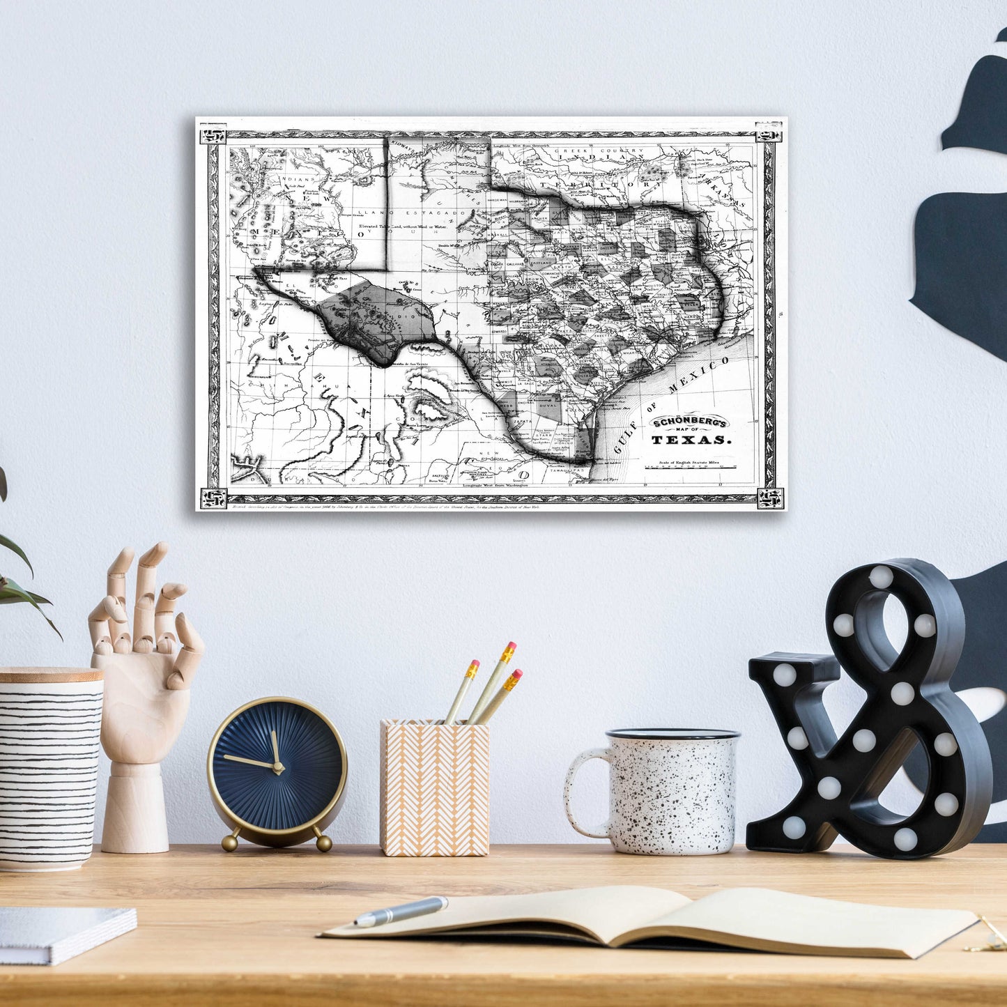 Epic Art 'Map of Texas 1866' by  Portfolio, Acrylic Glass Wall Art,16x12