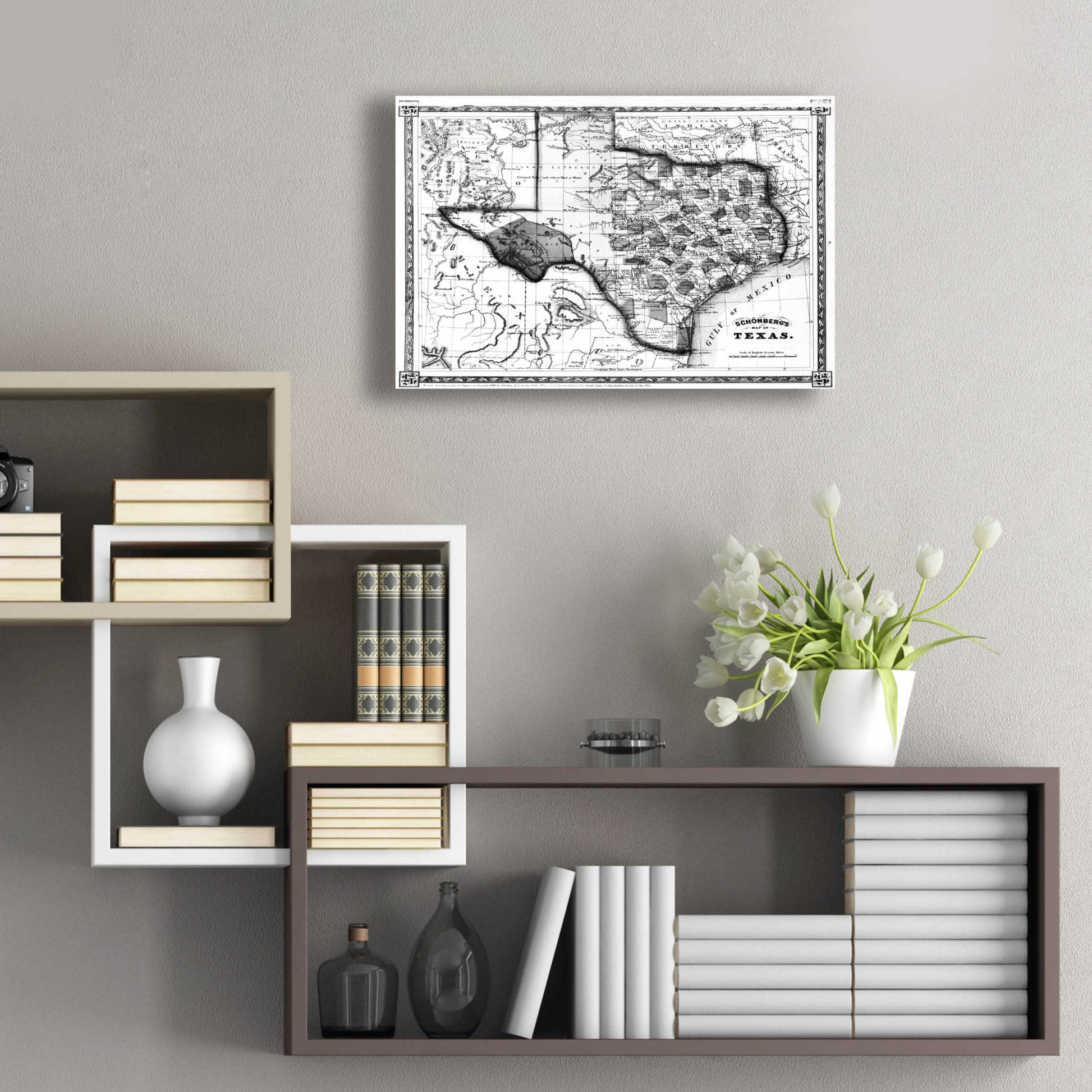 Epic Art 'Map of Texas 1866' by  Portfolio, Acrylic Glass Wall Art,24x16