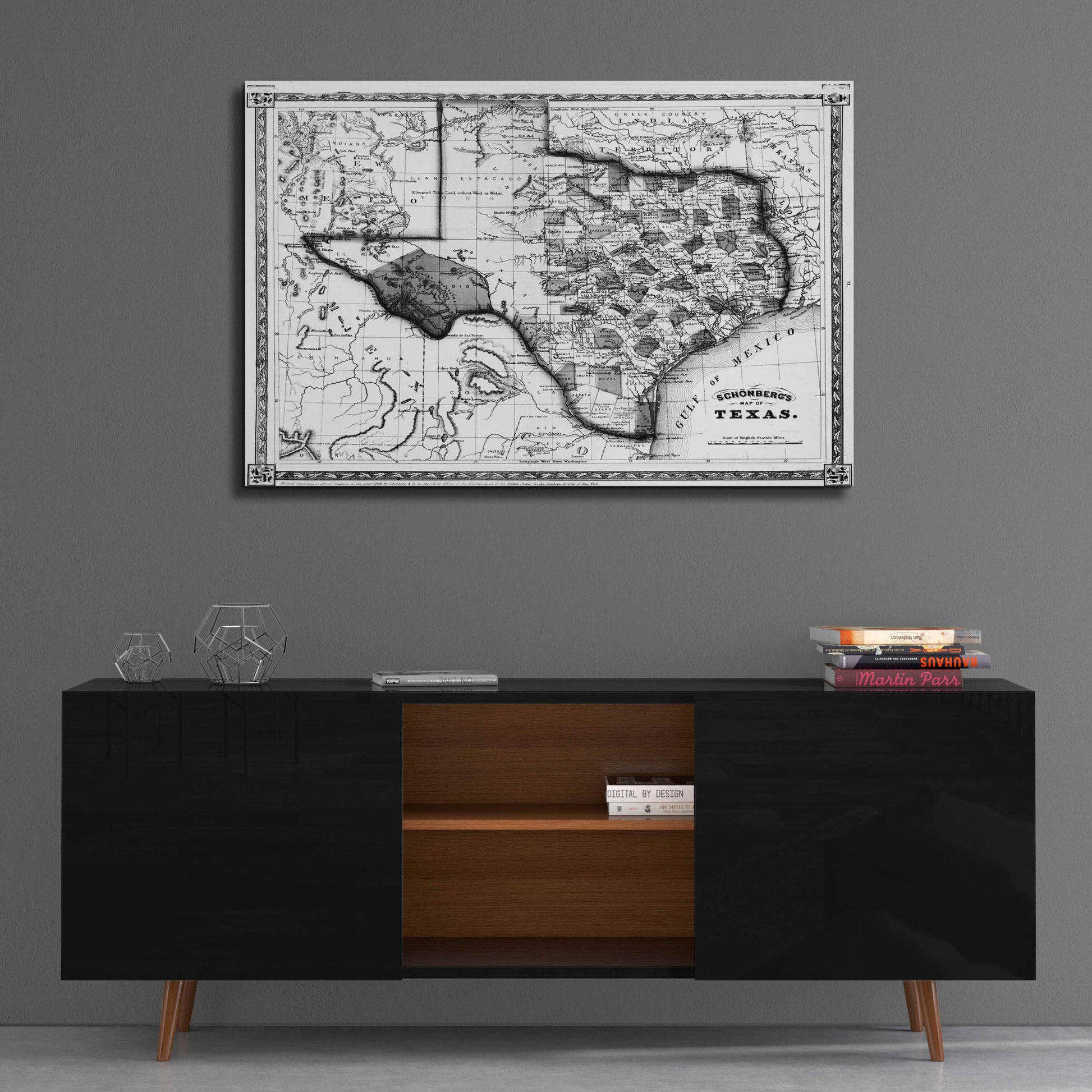 Epic Art 'Map of Texas 1866' by  Portfolio, Acrylic Glass Wall Art,36x24