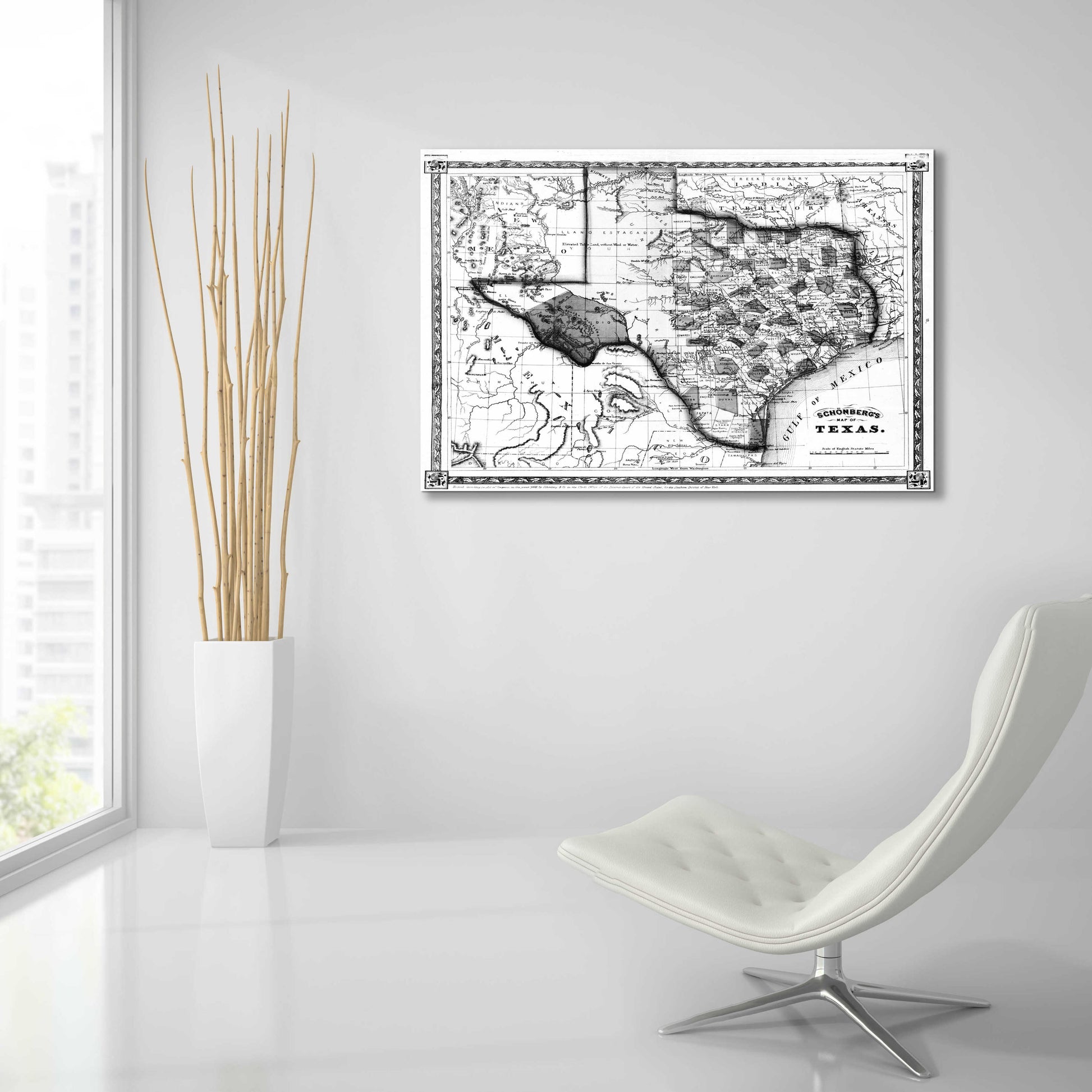 Epic Art 'Map of Texas 1866' by  Portfolio, Acrylic Glass Wall Art,36x24