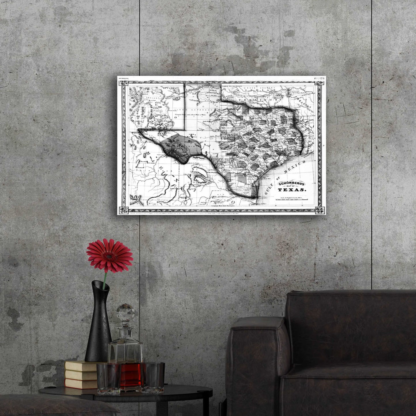 Epic Art 'Map of Texas 1866' by  Portfolio, Acrylic Glass Wall Art,36x24