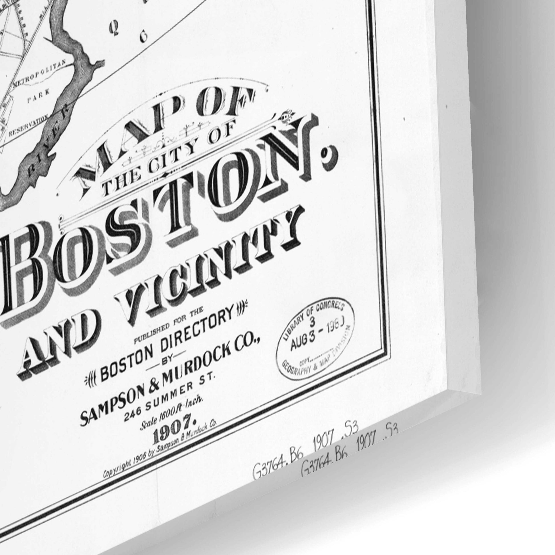 Epic Art 'Map of Boston 1907' by  Portfolio, Acrylic Glass Wall Art,12x16