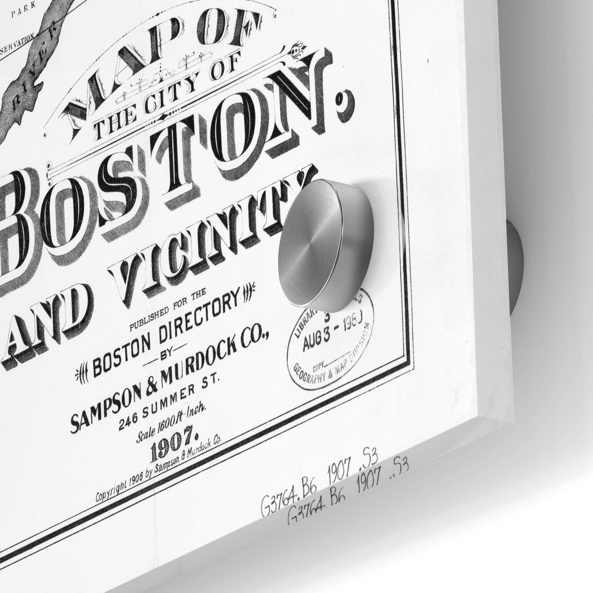 Epic Art 'Map of Boston 1907' by  Portfolio, Acrylic Glass Wall Art,24x36