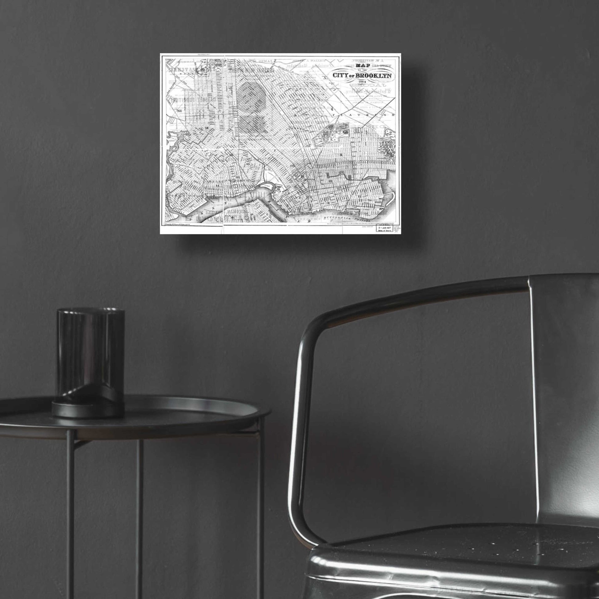 Epic Art 'Map of Brooklyn 1864' by  Portfolio, Acrylic Glass Wall Art,16x12