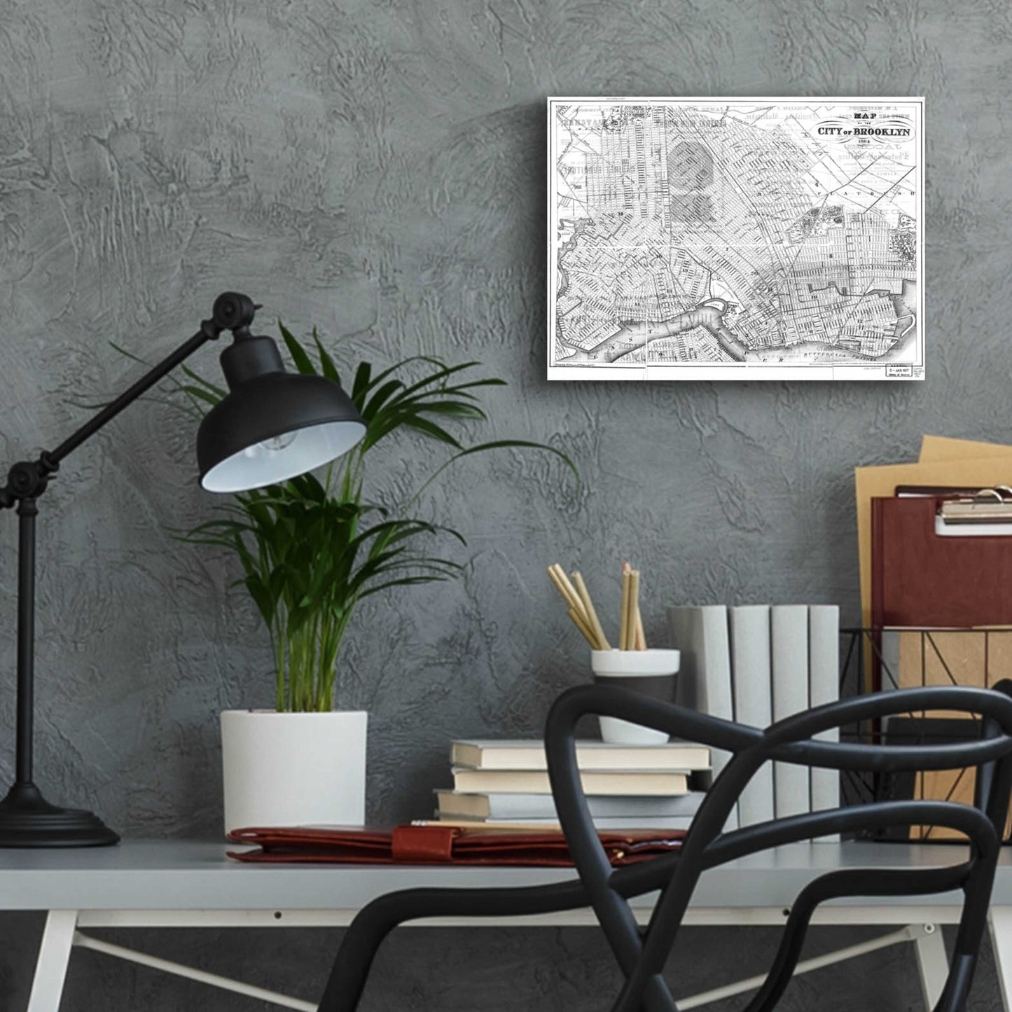 Epic Art 'Map of Brooklyn 1864' by  Portfolio, Acrylic Glass Wall Art,16x12