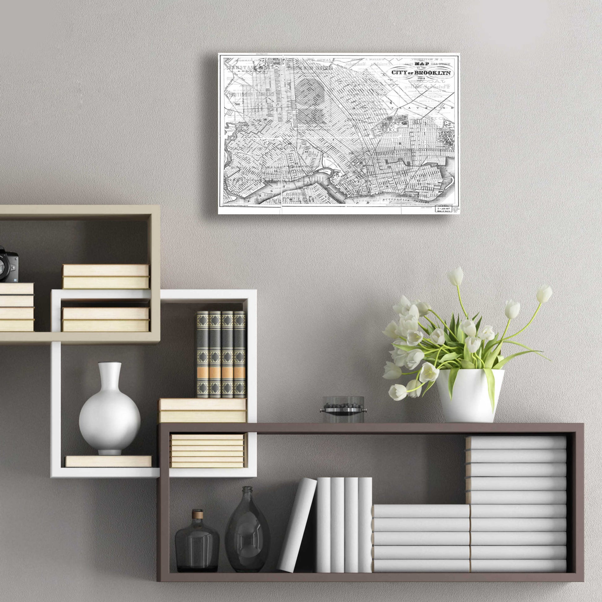 Epic Art 'Map of Brooklyn 1864' by  Portfolio, Acrylic Glass Wall Art,24x16