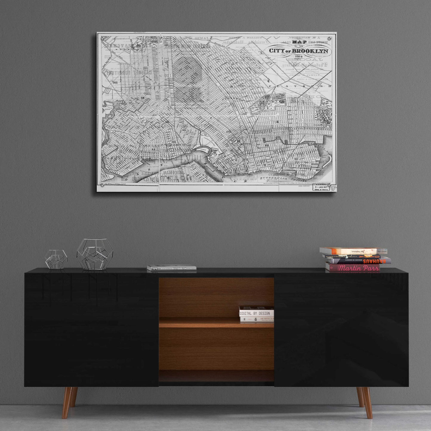 Epic Art 'Map of Brooklyn 1864' by  Portfolio, Acrylic Glass Wall Art,36x24