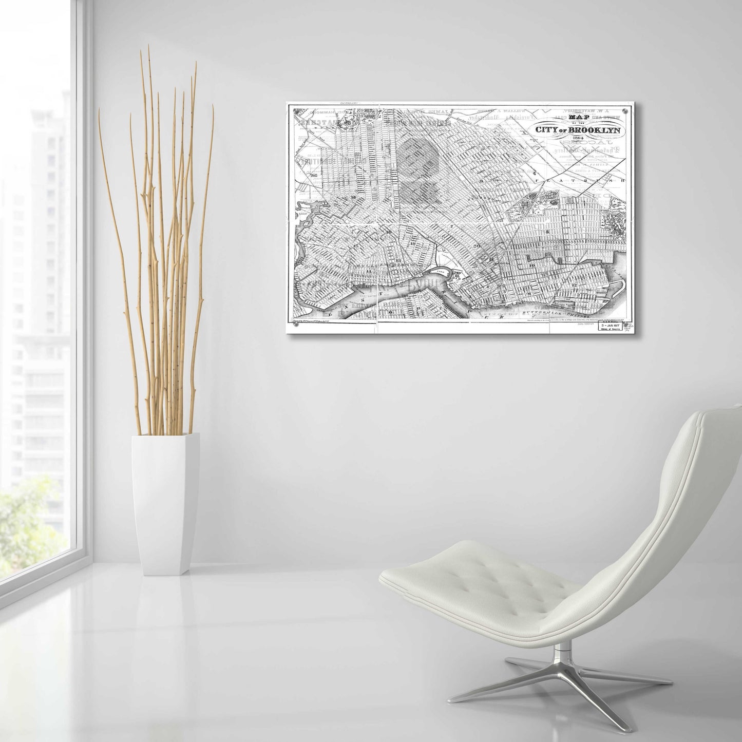 Epic Art 'Map of Brooklyn 1864' by  Portfolio, Acrylic Glass Wall Art,36x24