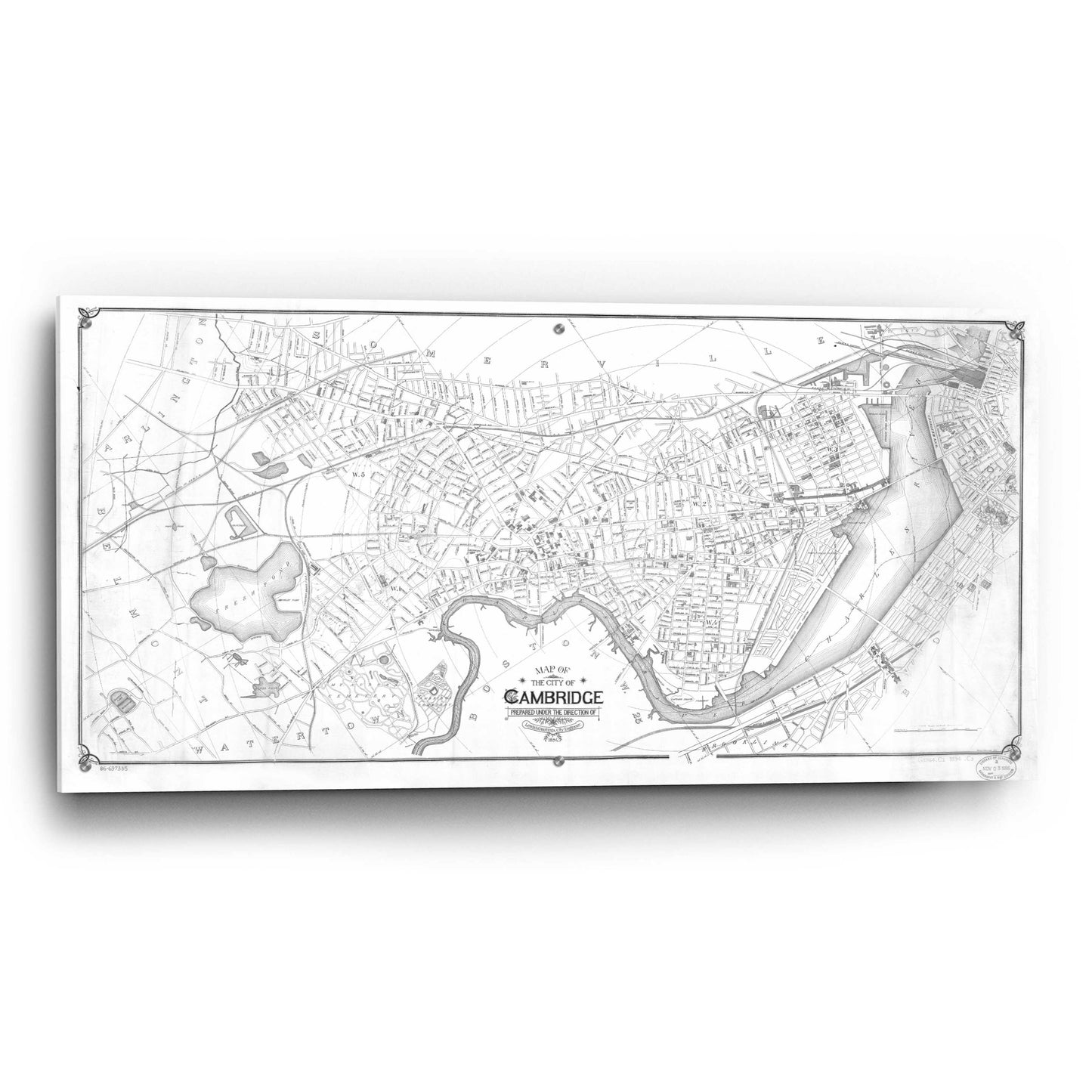 Epic Art 'Map of Cambridge 1894' by  Portfolio, Acrylic Glass Wall Art,48x24