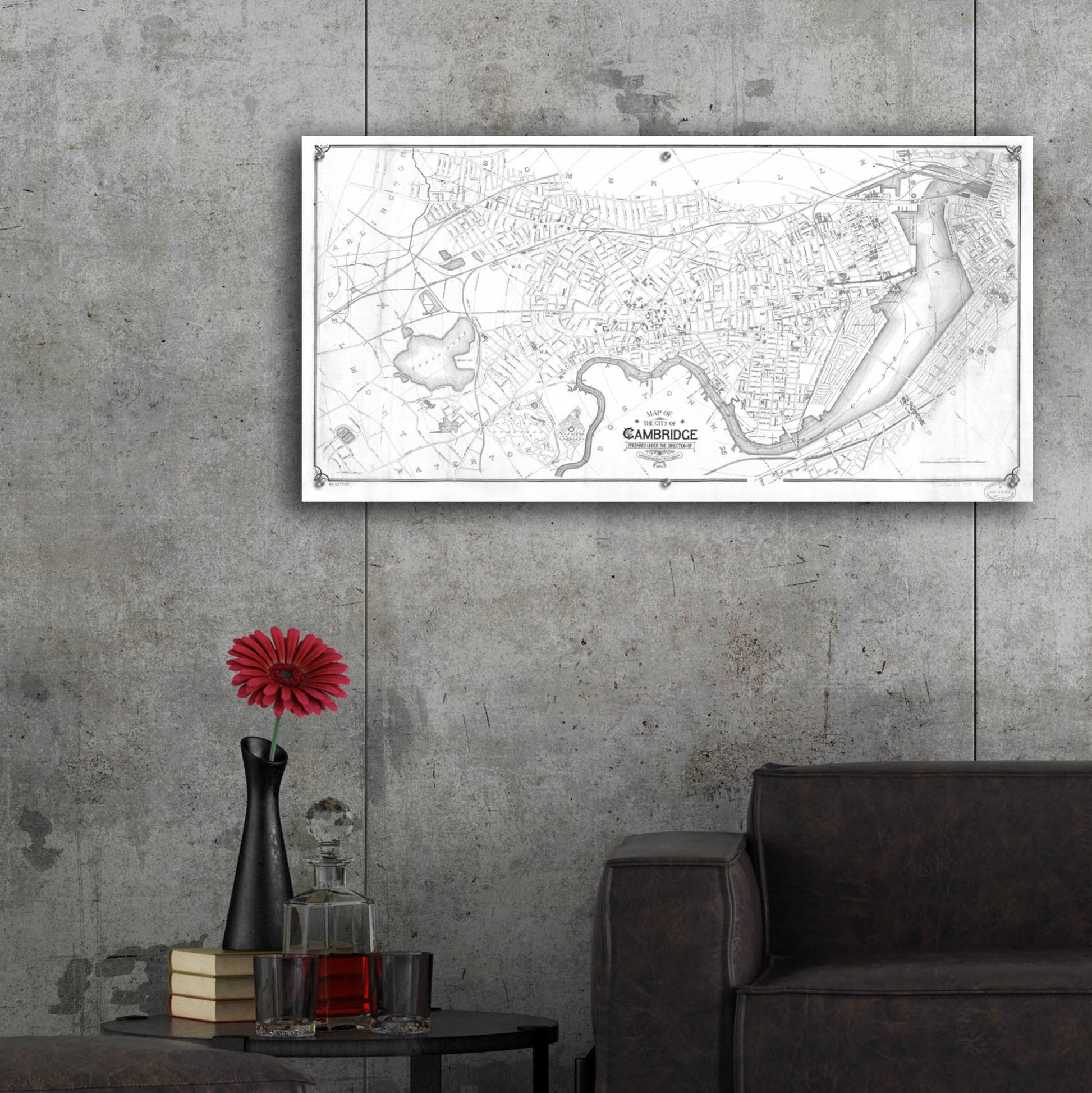 Epic Art 'Map of Cambridge 1894' by  Portfolio, Acrylic Glass Wall Art,48x24