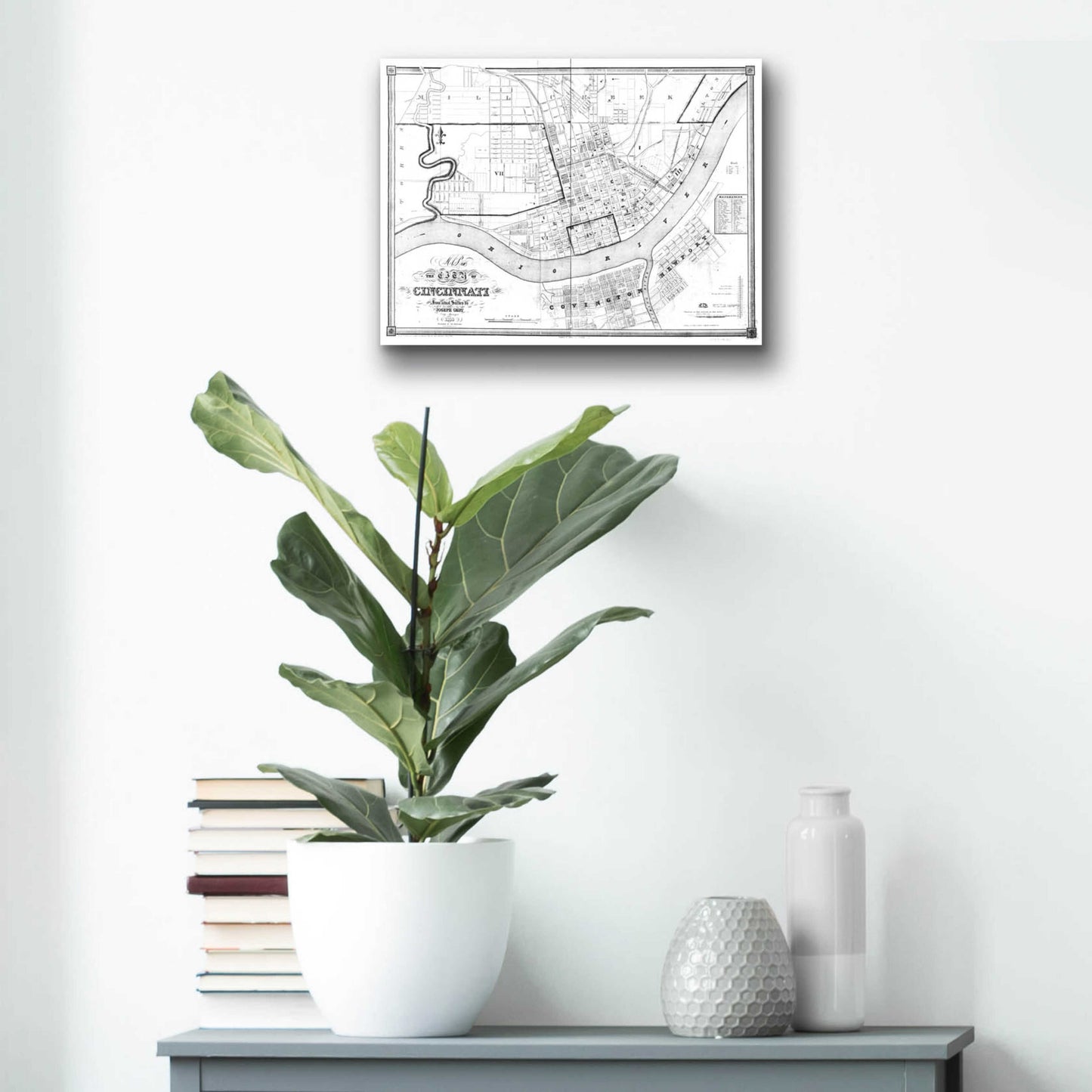 Epic Art 'Map of Cincinnati 1838' by  Portfolio, Acrylic Glass Wall Art,16x12