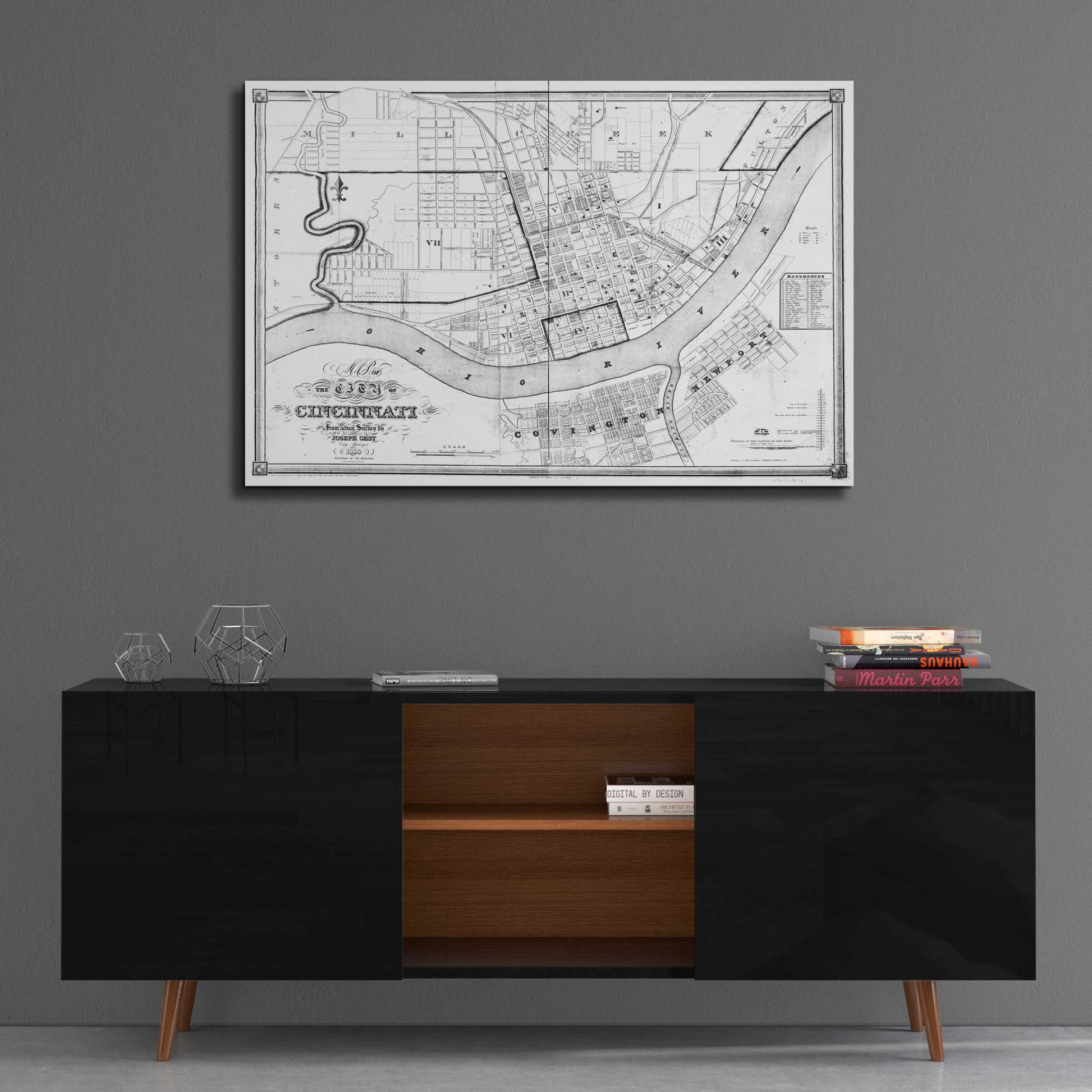 Epic Art 'Map of Cincinnati 1838' by  Portfolio, Acrylic Glass Wall Art,36x24