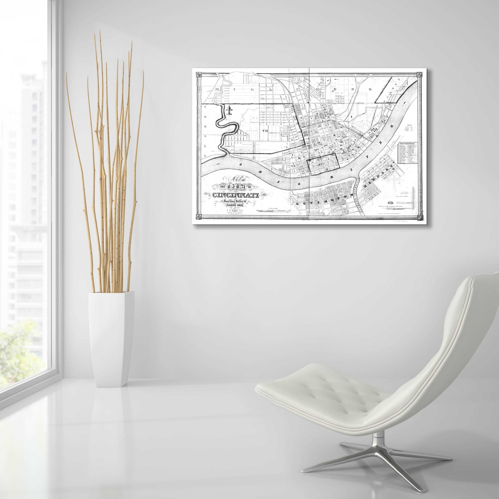 Epic Art 'Map of Cincinnati 1838' by  Portfolio, Acrylic Glass Wall Art,36x24