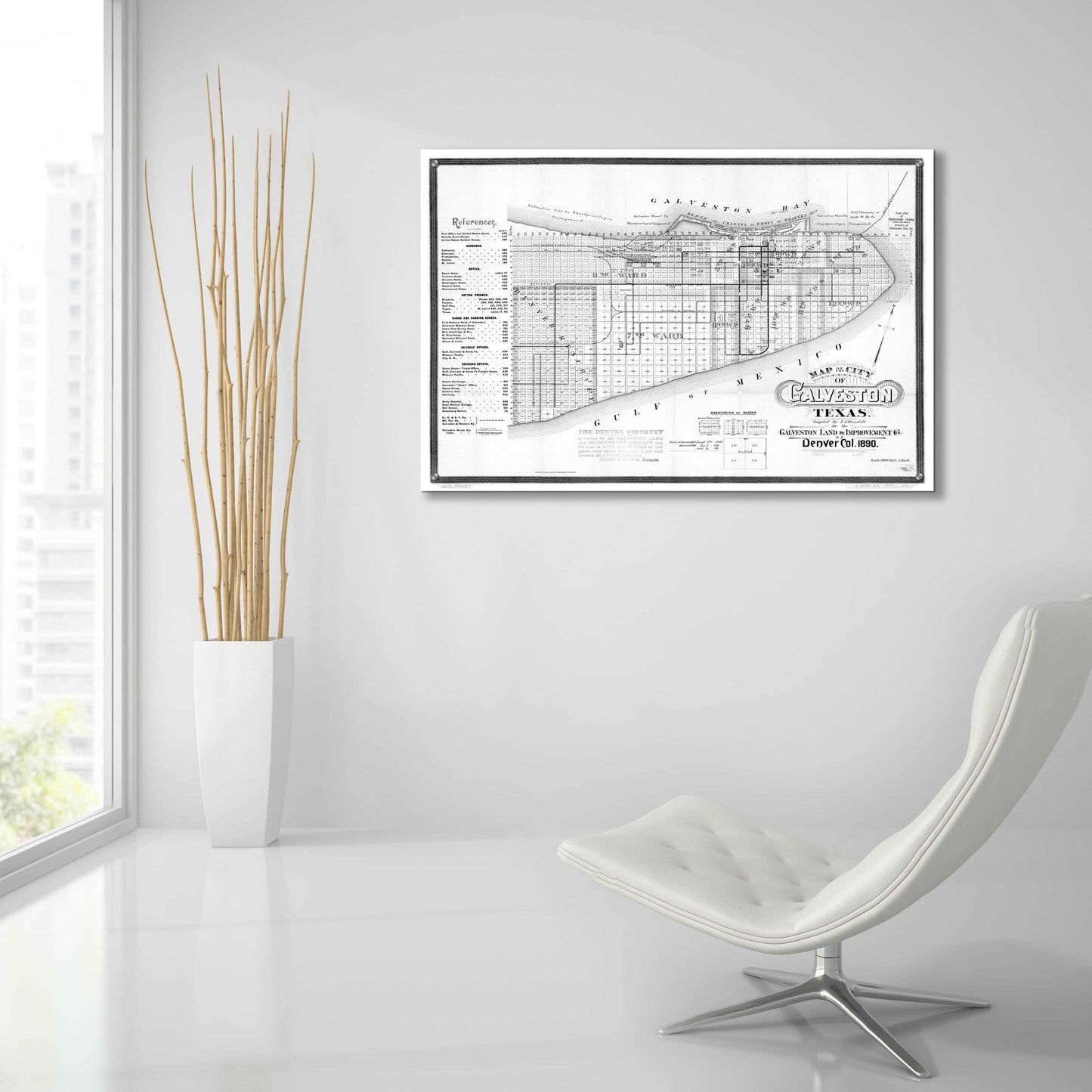 Epic Art 'Map of Galveston, TX 1890' by  Portfolio, Acrylic Glass Wall Art,36x24