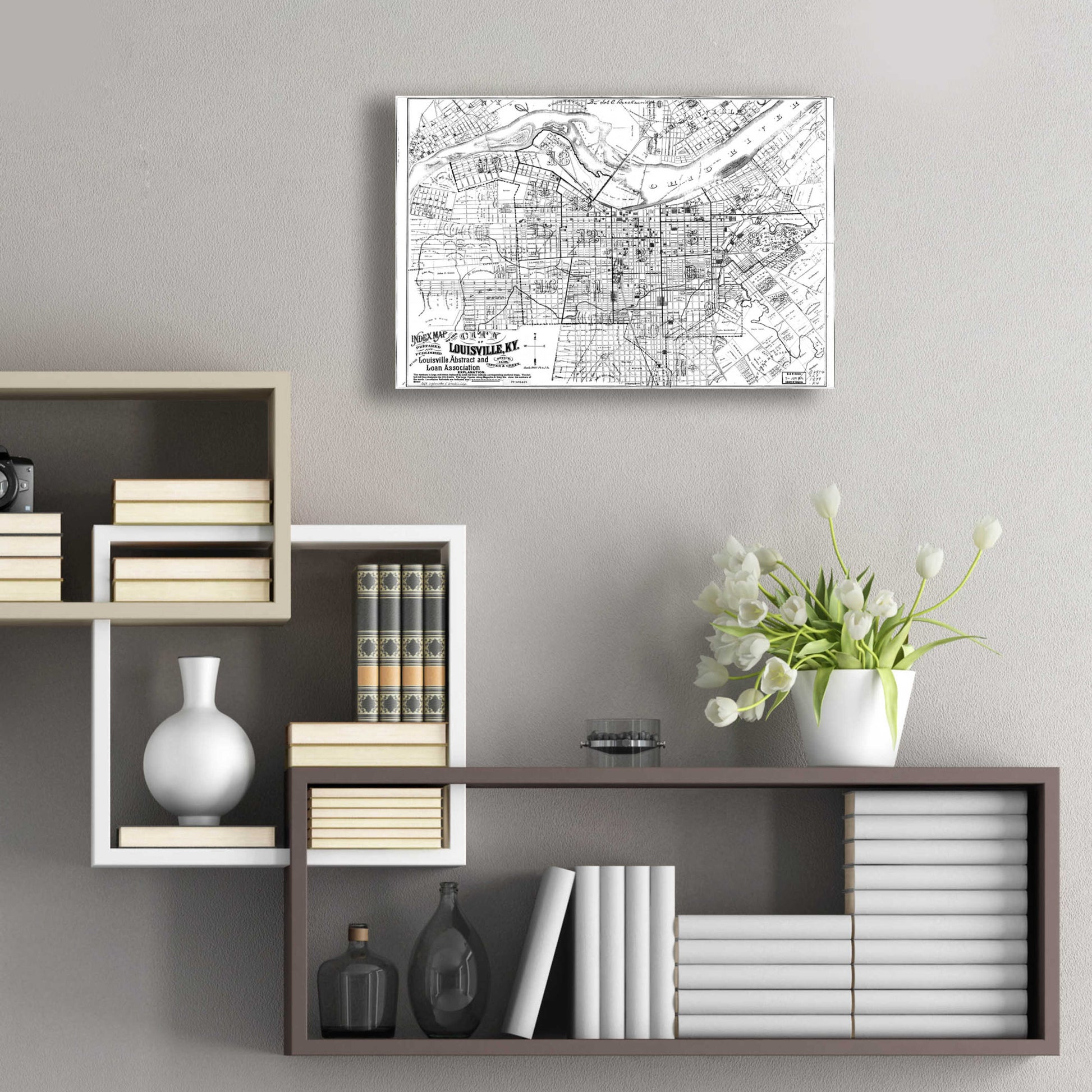 Epic Art 'Map of Louisville, KY 1879' by  Portfolio, Acrylic Glass Wall Art,24x16