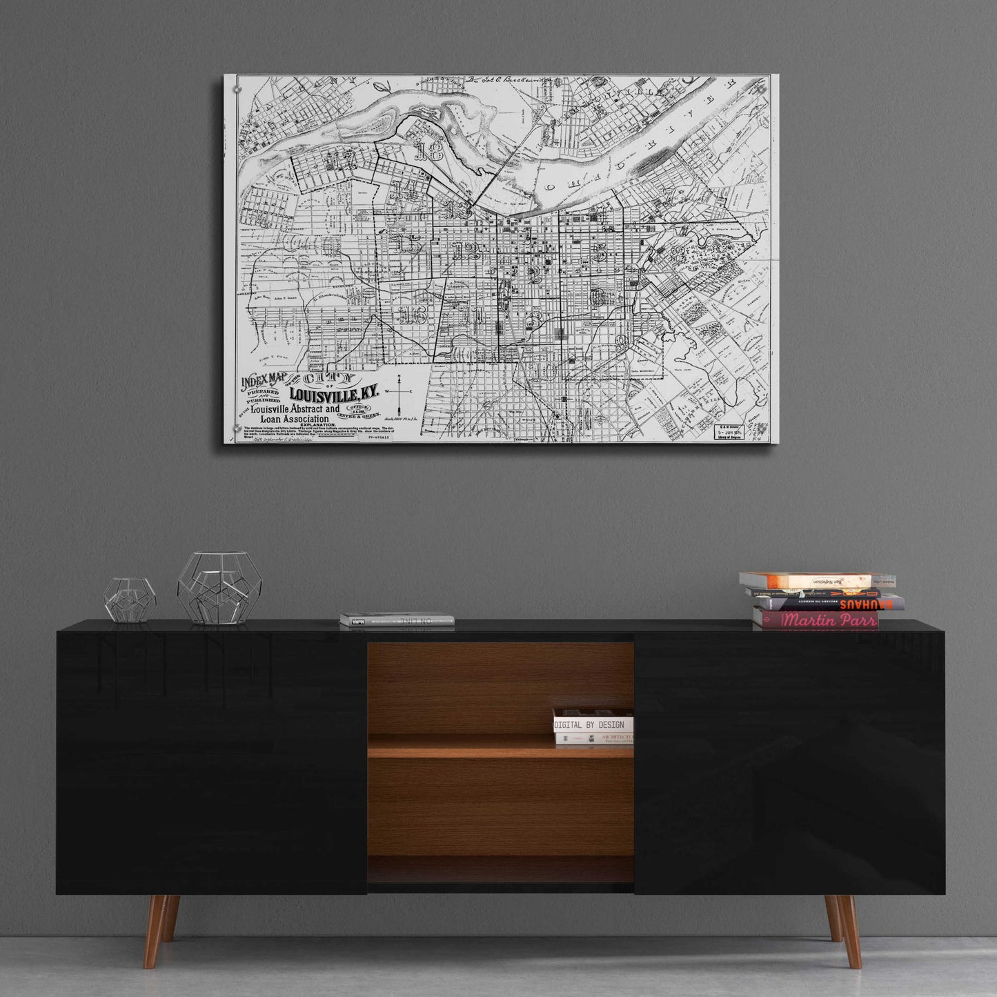 Epic Art 'Map of Louisville, KY 1879' by  Portfolio, Acrylic Glass Wall Art,36x24