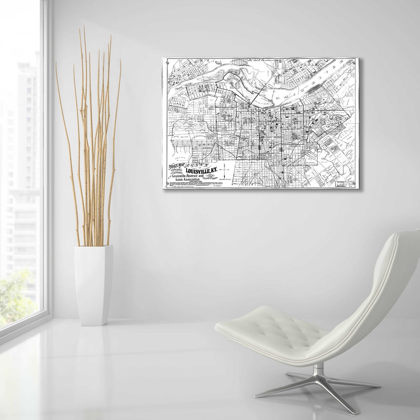 Epic Art 'Map of Louisville, KY 1879' by  Portfolio, Acrylic Glass Wall Art,36x24