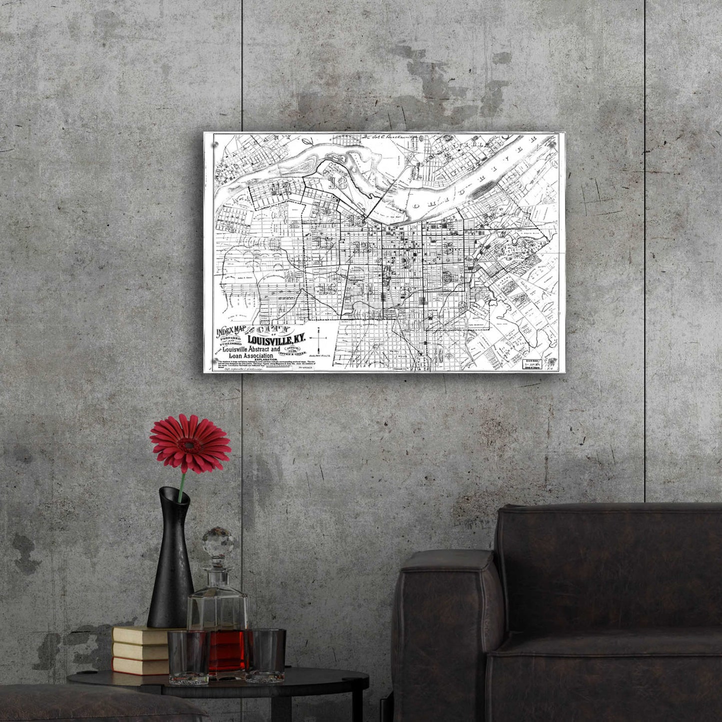 Epic Art 'Map of Louisville, KY 1879' by  Portfolio, Acrylic Glass Wall Art,36x24