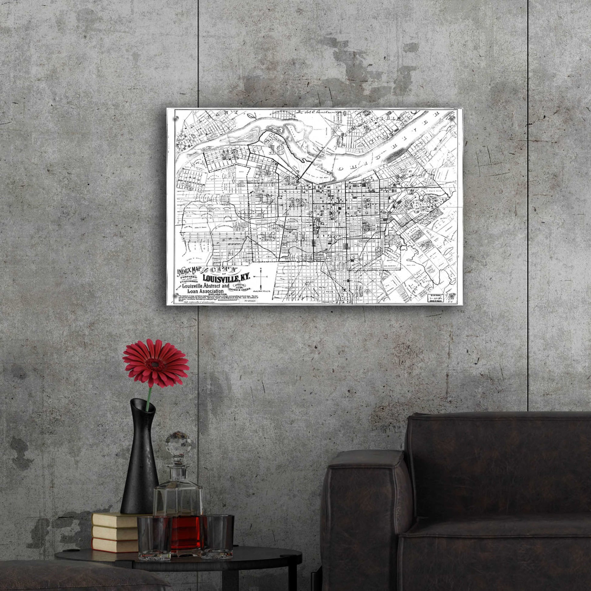 Epic Art 'Map of Louisville, KY 1879' by  Portfolio, Acrylic Glass Wall Art,36x24