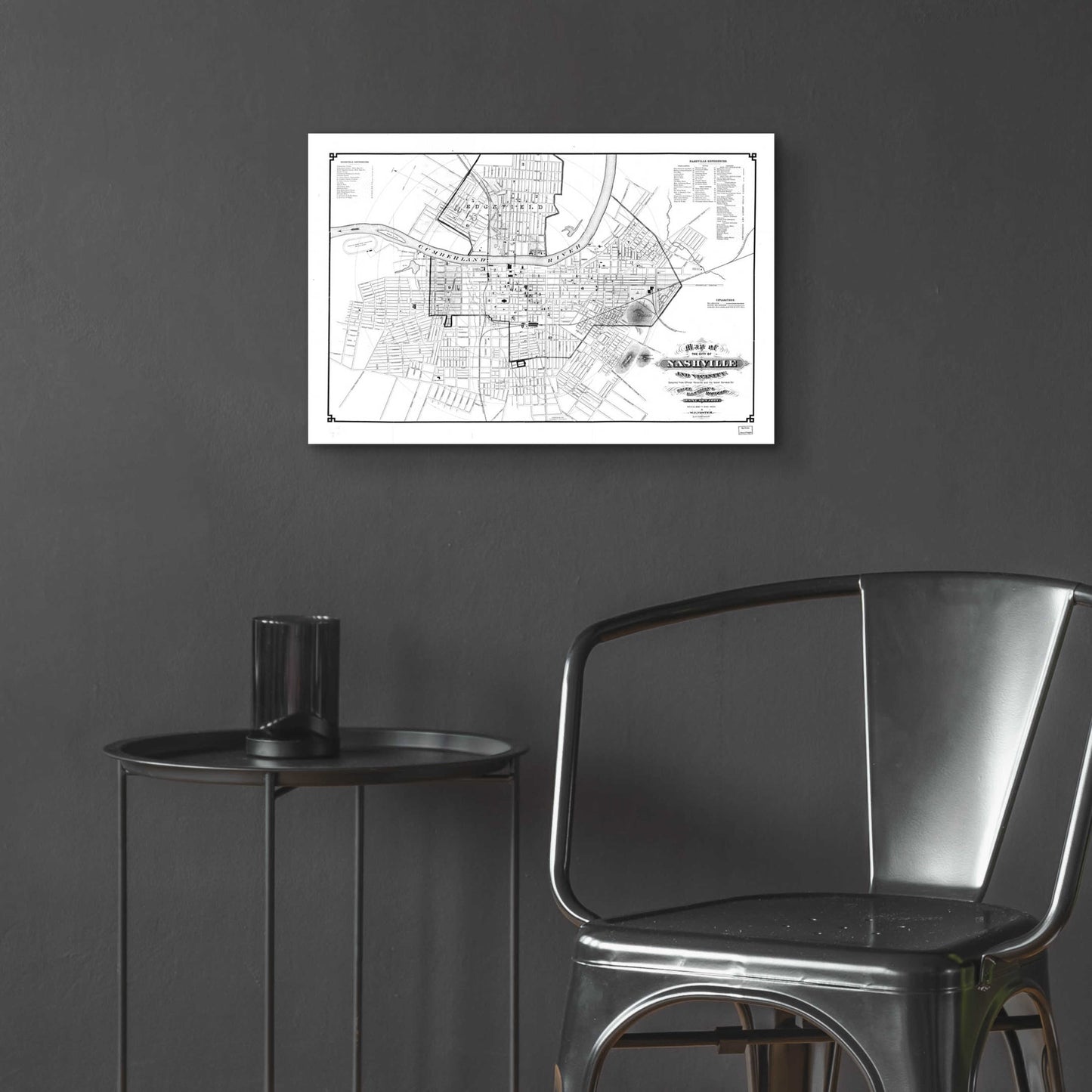 Epic Art 'Map of Nashville 1877' by  Portfolio, Acrylic Glass Wall Art,24x16