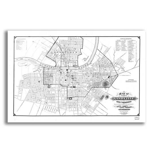 Epic Art 'Map of Nashville 1877' by  Portfolio, Acrylic Glass Wall Art