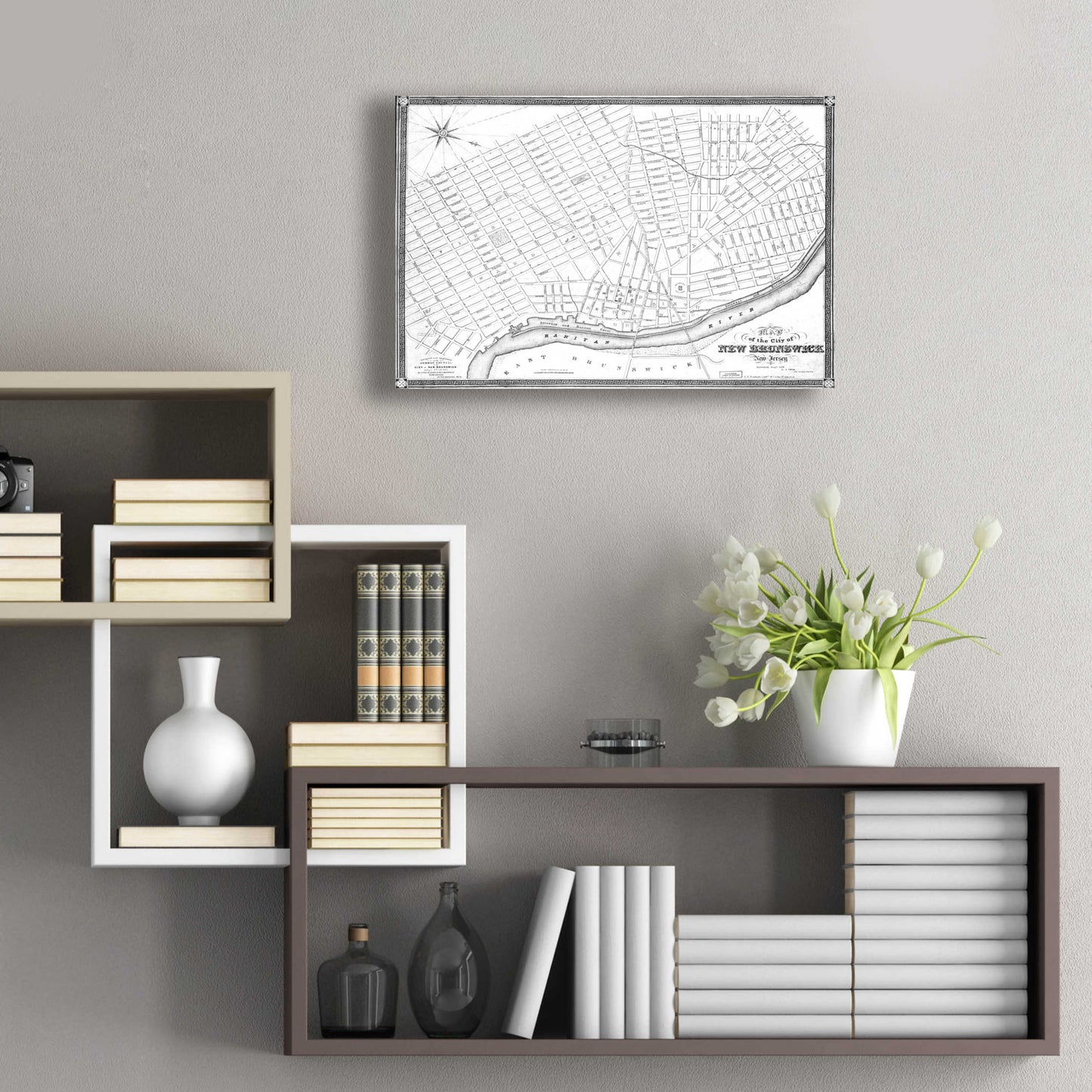 Epic Art 'Map of New Brunswick, NJ 1836' by  Portfolio, Acrylic Glass Wall Art,24x16