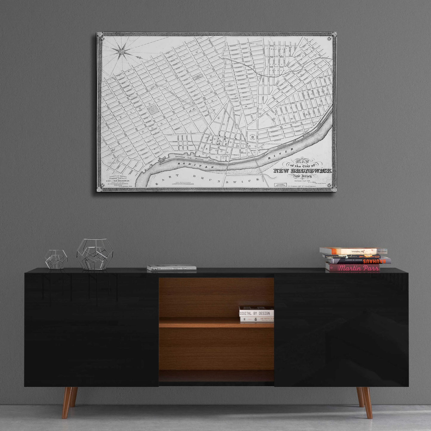 Epic Art 'Map of New Brunswick, NJ 1836' by  Portfolio, Acrylic Glass Wall Art,36x24