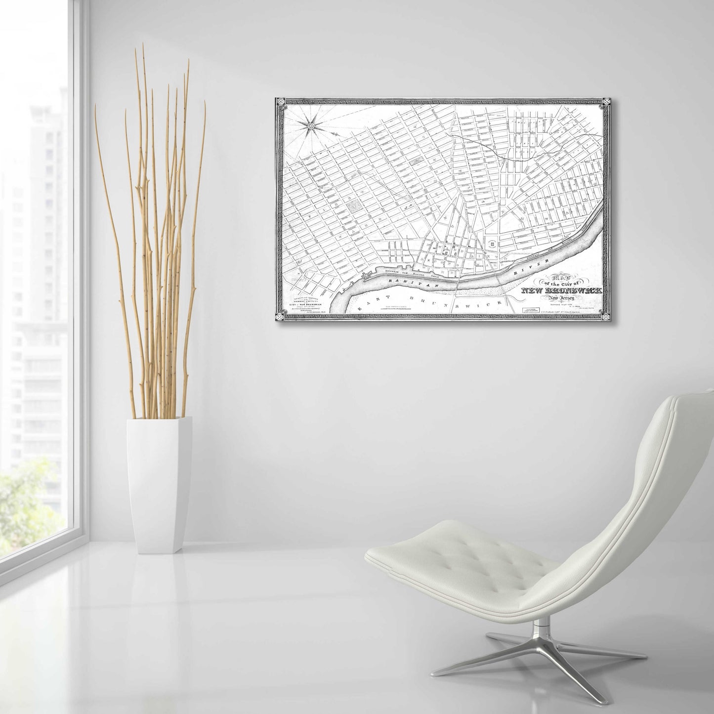 Epic Art 'Map of New Brunswick, NJ 1836' by  Portfolio, Acrylic Glass Wall Art,36x24