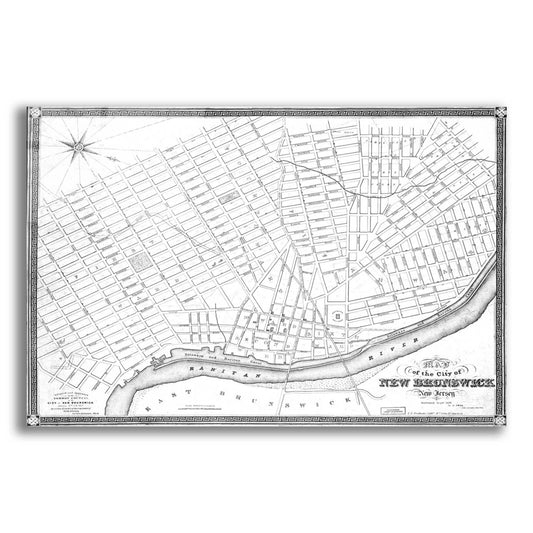 Epic Art 'Map of New Brunswick, NJ 1836' by  Portfolio, Acrylic Glass Wall Art