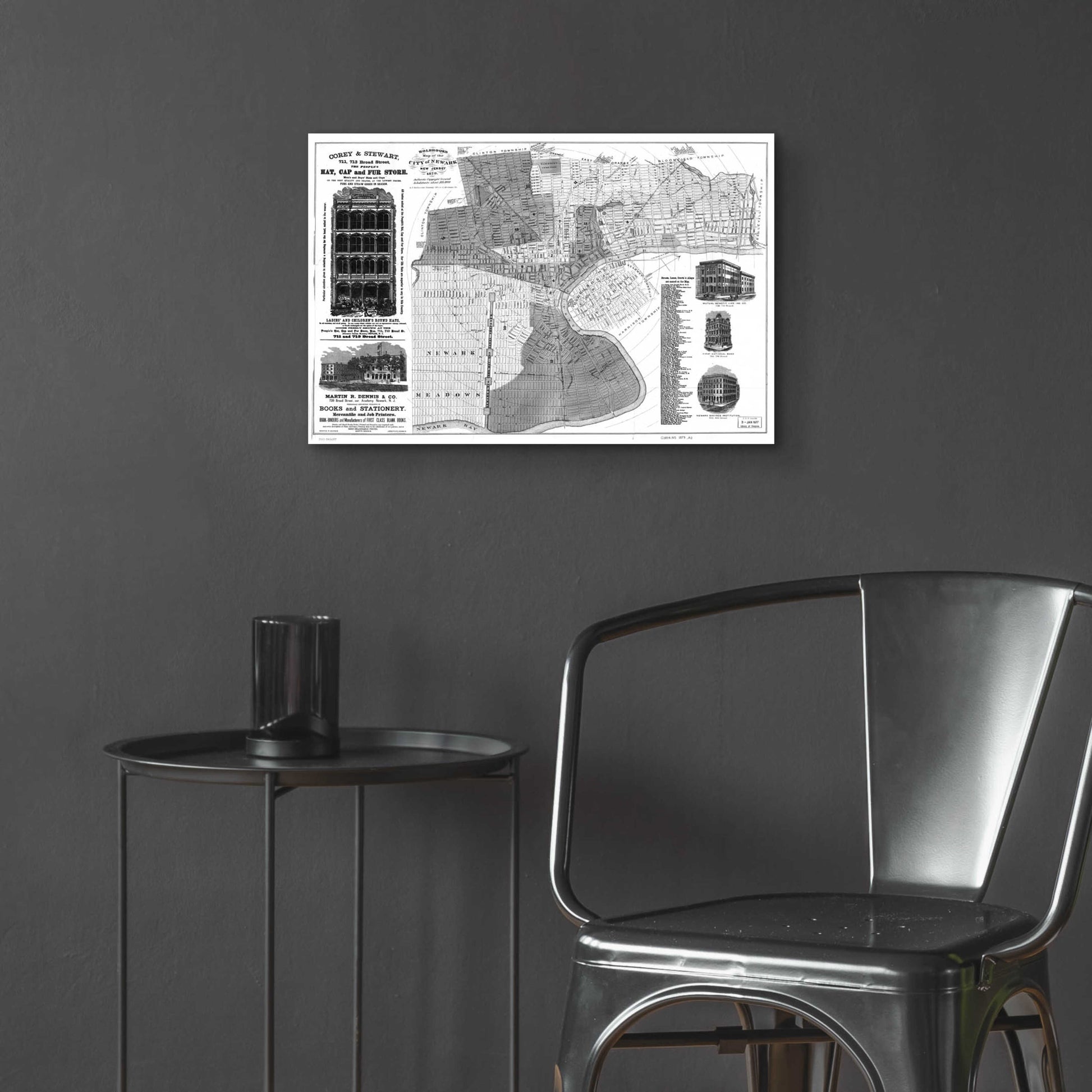 Epic Art 'Map of Newark, NJ 1879' by  Portfolio, Acrylic Glass Wall Art,24x16