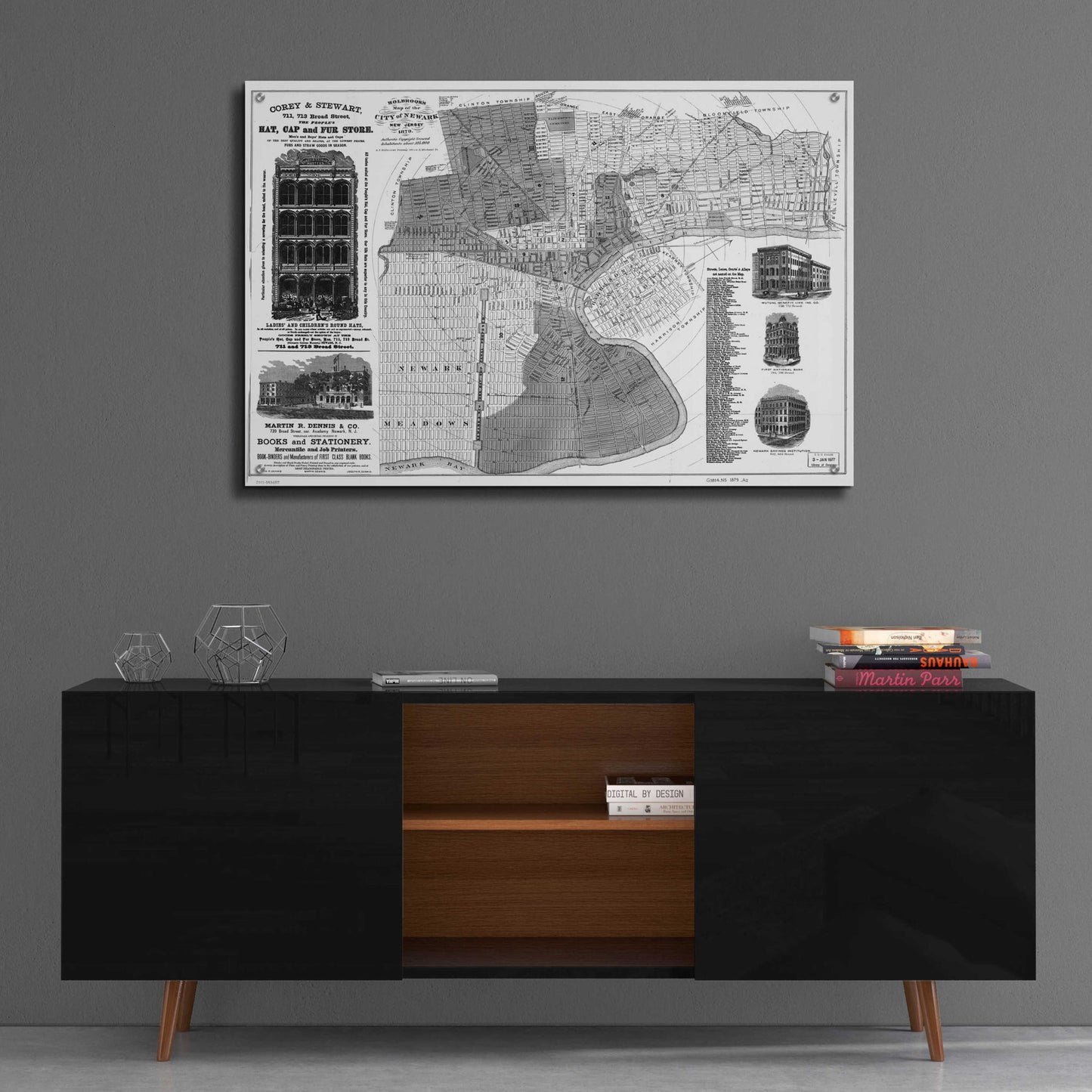 Epic Art 'Map of Newark, NJ 1879' by  Portfolio, Acrylic Glass Wall Art,36x24