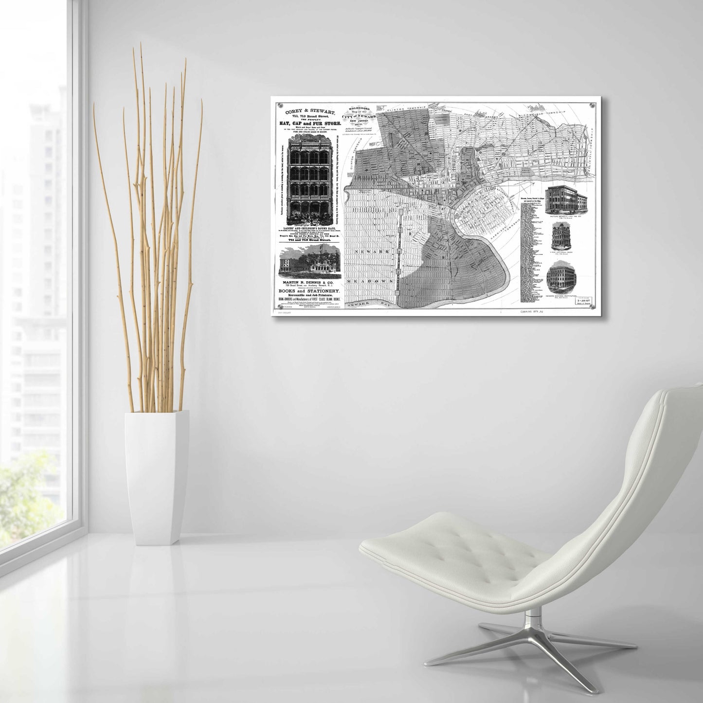 Epic Art 'Map of Newark, NJ 1879' by  Portfolio, Acrylic Glass Wall Art,36x24