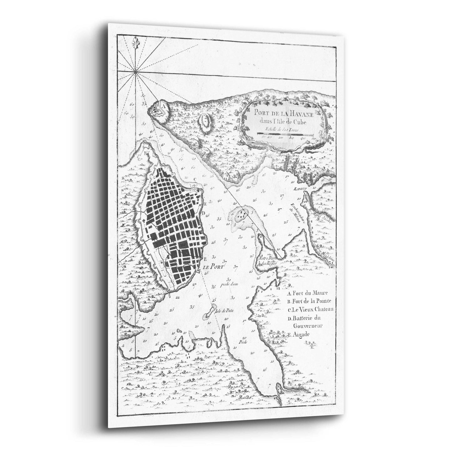 Epic Art 'Petite Map of the Port of Havana' by  Unattributed, Acrylic Glass Wall Art,12x16