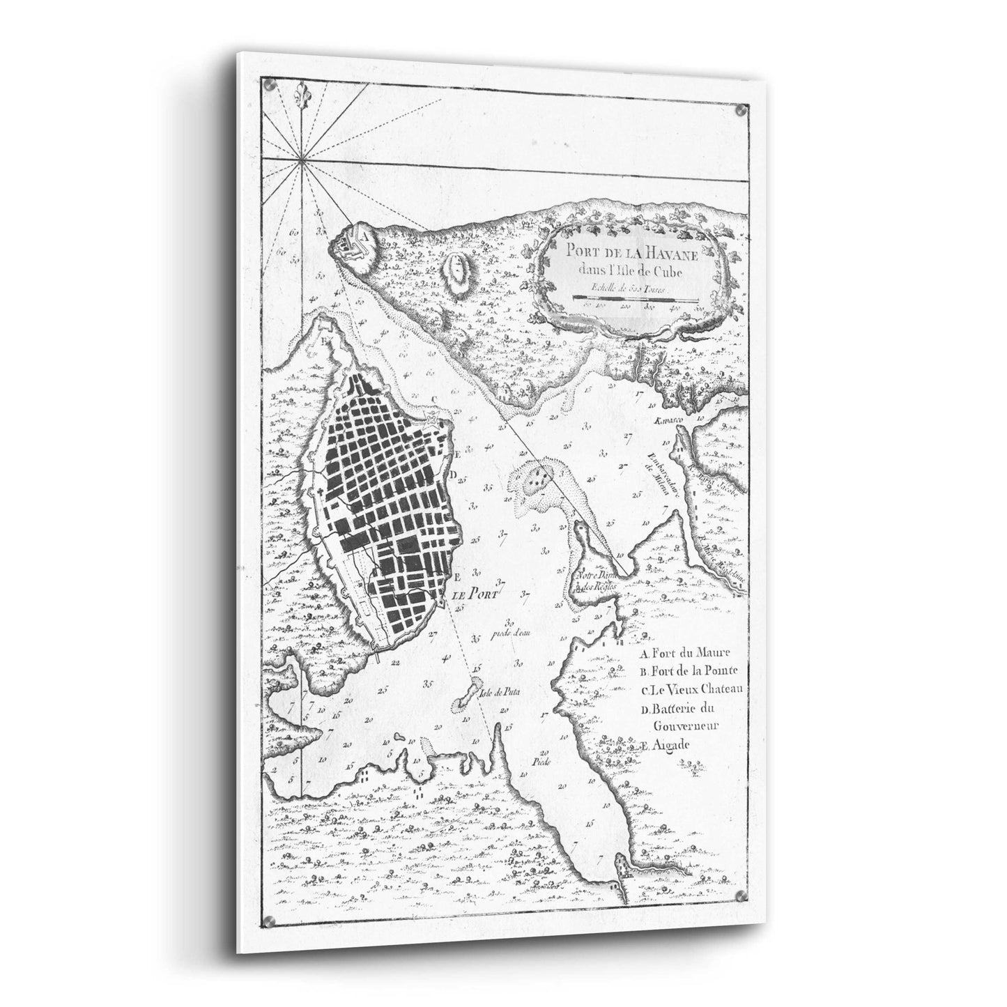 Epic Art 'Petite Map of the Port of Havana' by  Unattributed, Acrylic Glass Wall Art,24x36