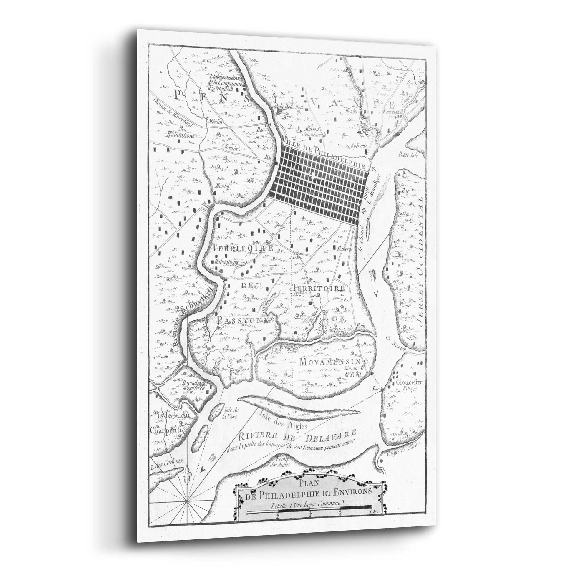 Epic Art 'Petite Map of Philadelphia' by  Unattributed, Acrylic Glass Wall Art,12x16