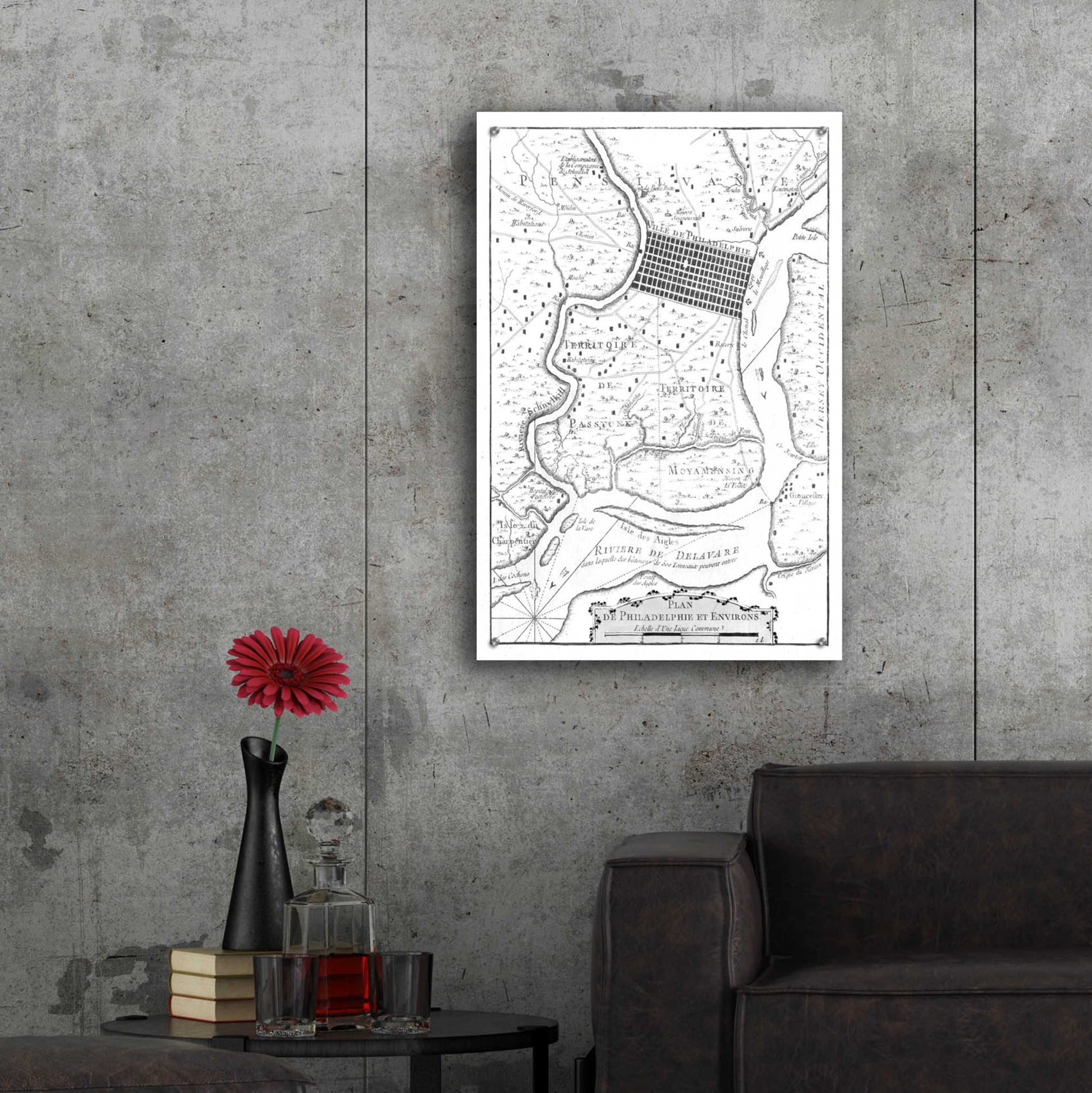 Epic Art 'Petite Map of Philadelphia' by  Unattributed, Acrylic Glass Wall Art,24x36